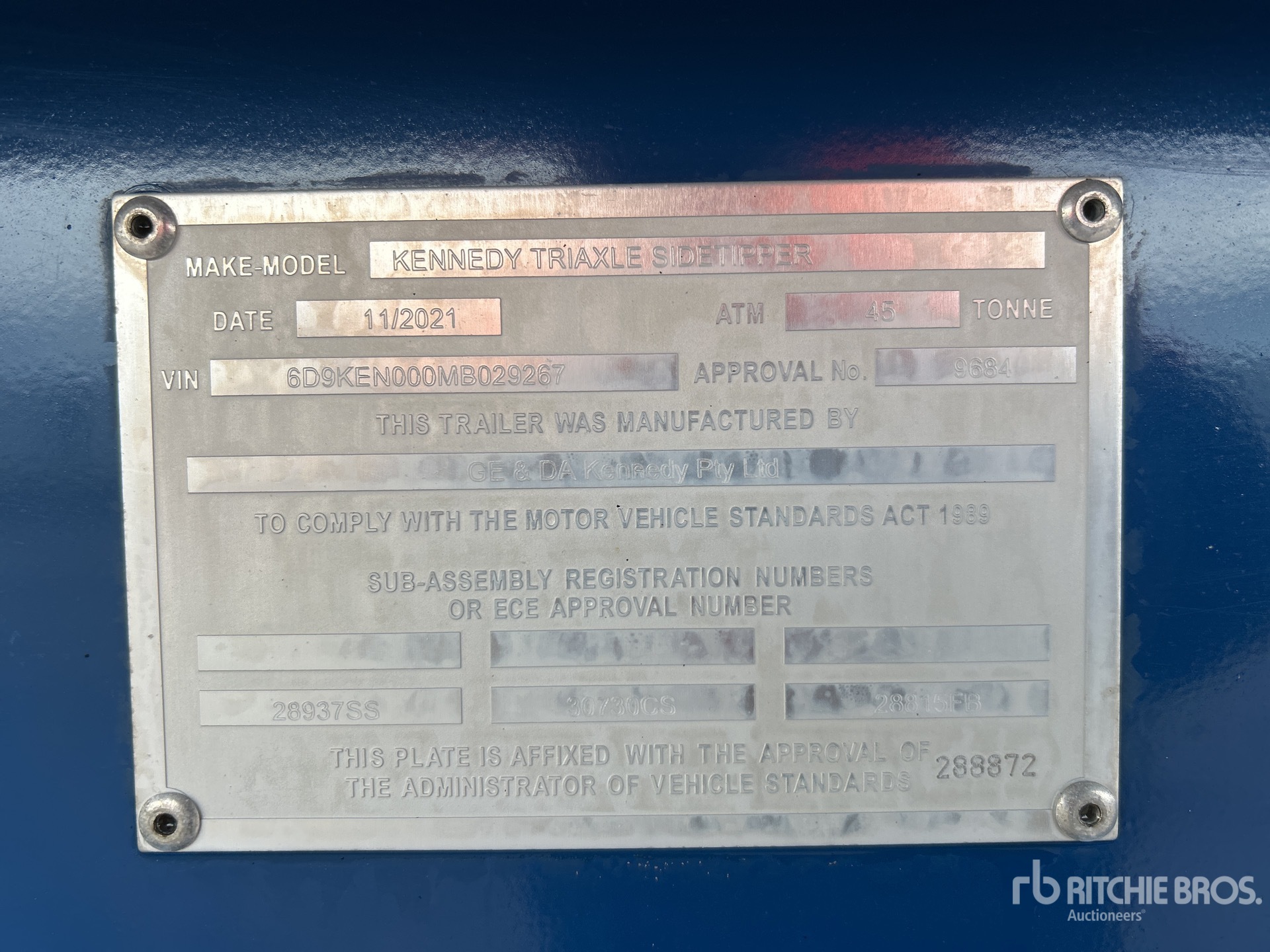 General Appearance with Serial Number / VIN