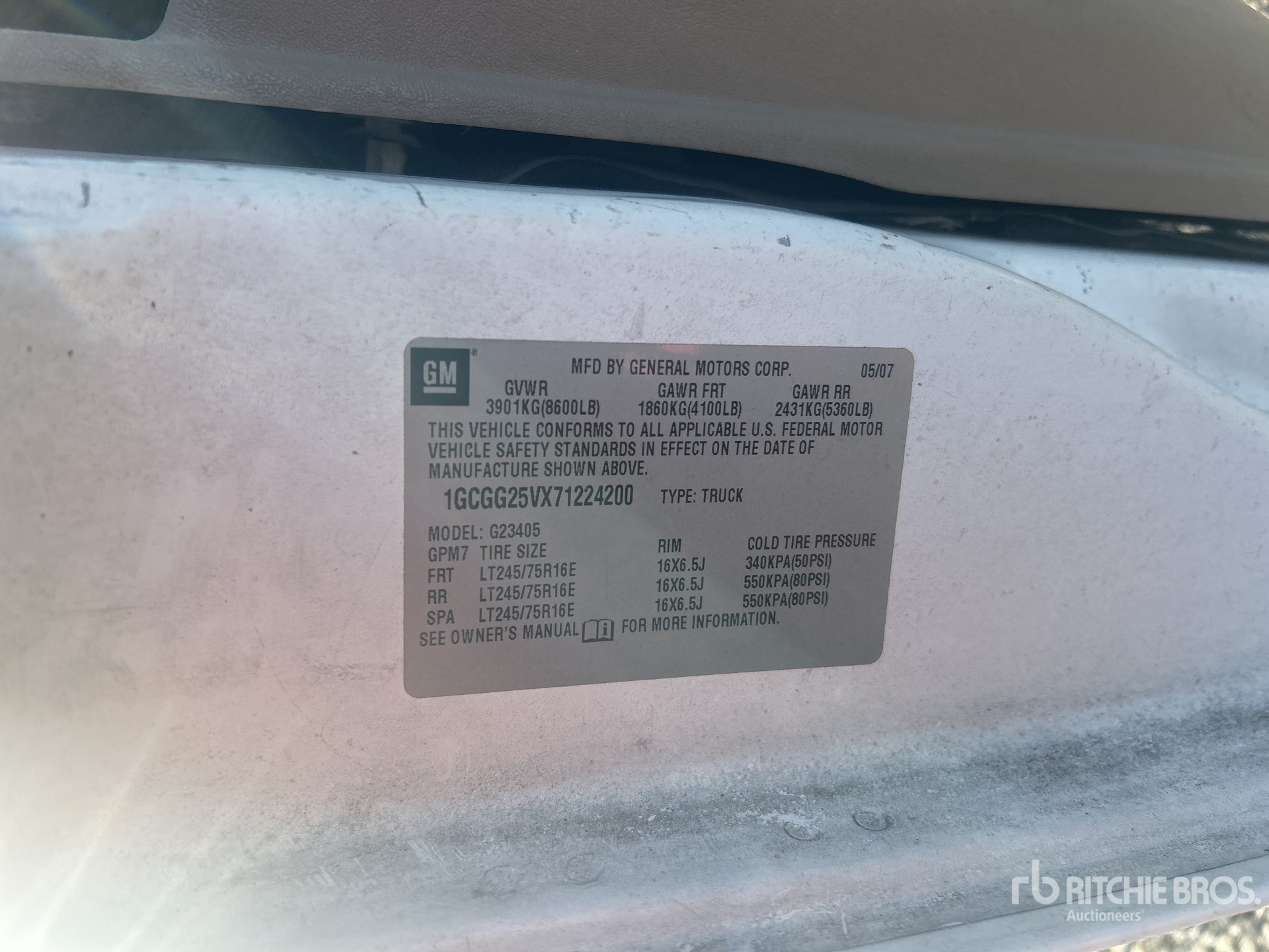 General Appearance with Serial Number / VIN