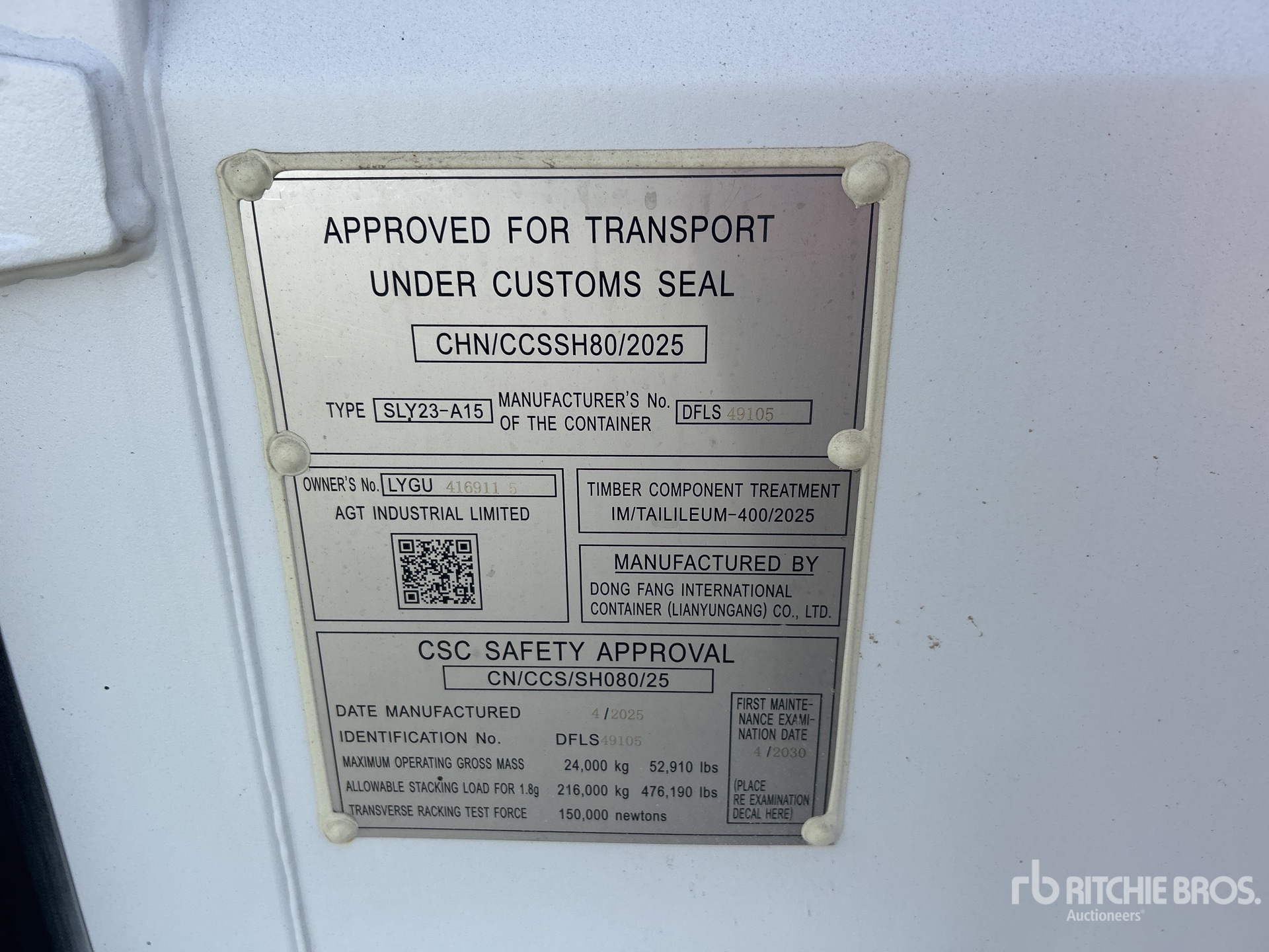General Appearance with Serial Number / VIN