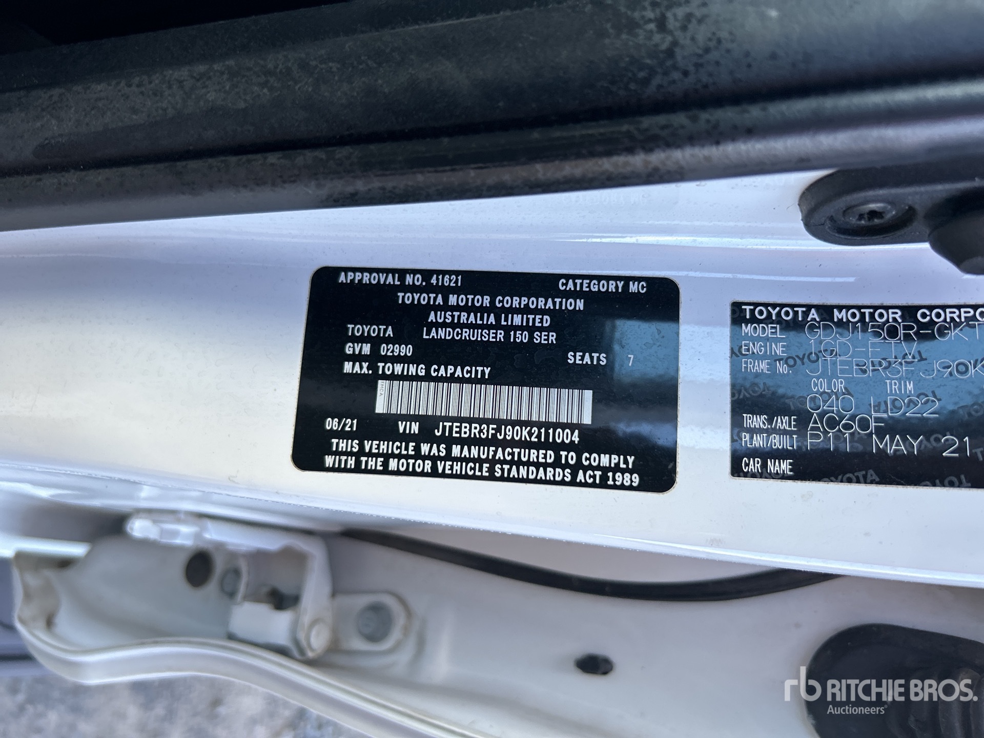 General Appearance with Serial Number / VIN