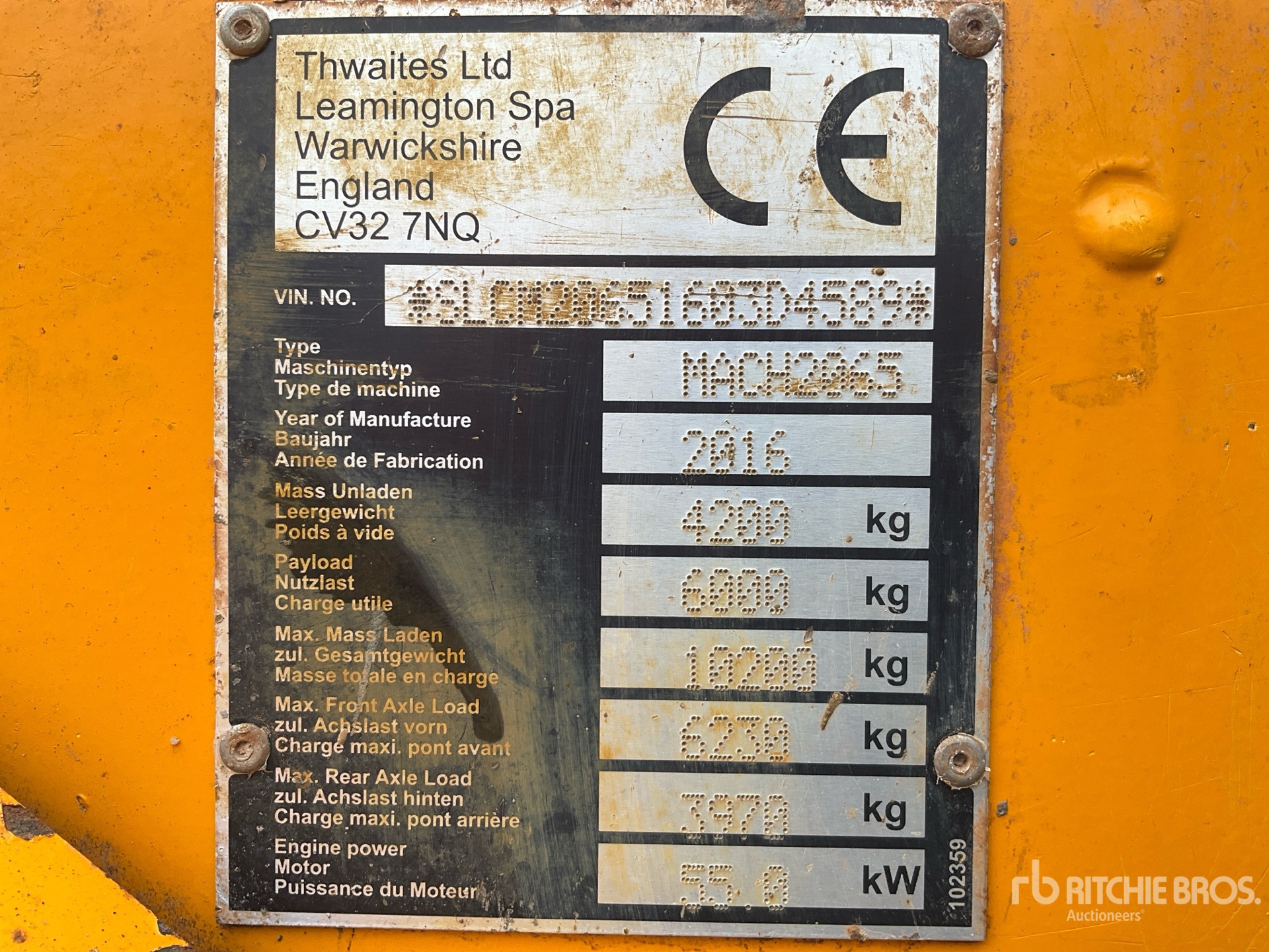 General Appearance with Serial Number / VIN