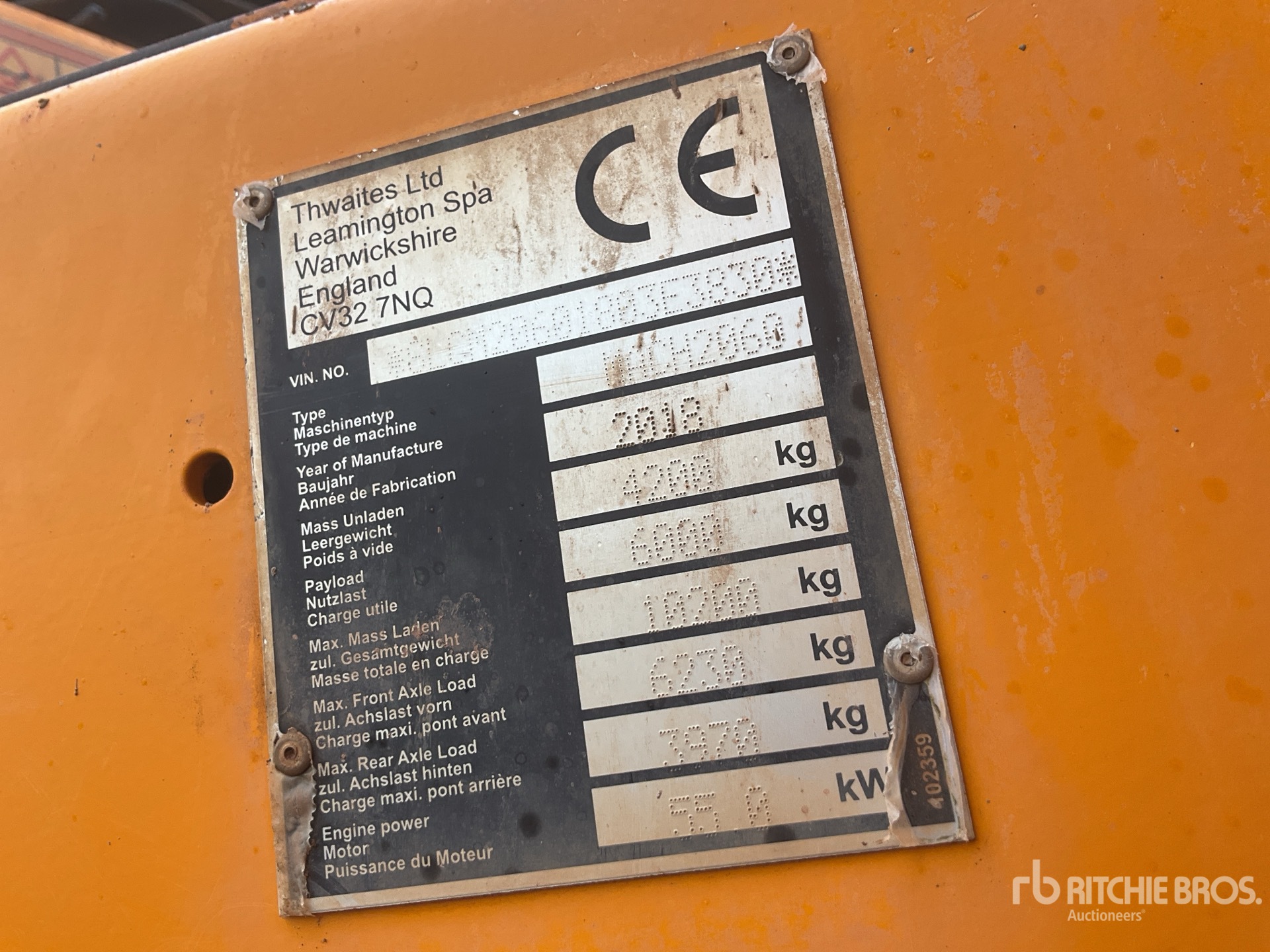 General Appearance with Serial Number / VIN