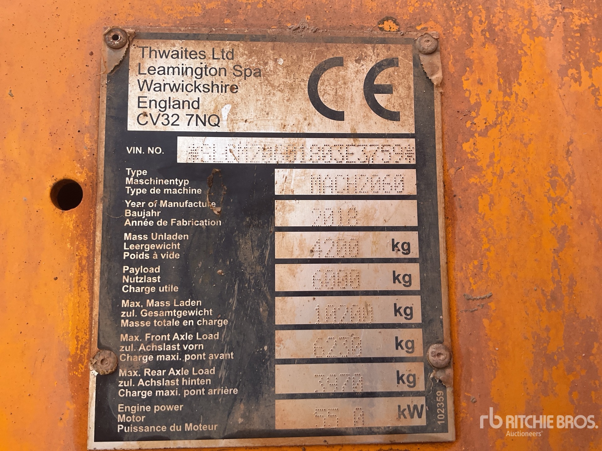 General Appearance with Serial Number / VIN