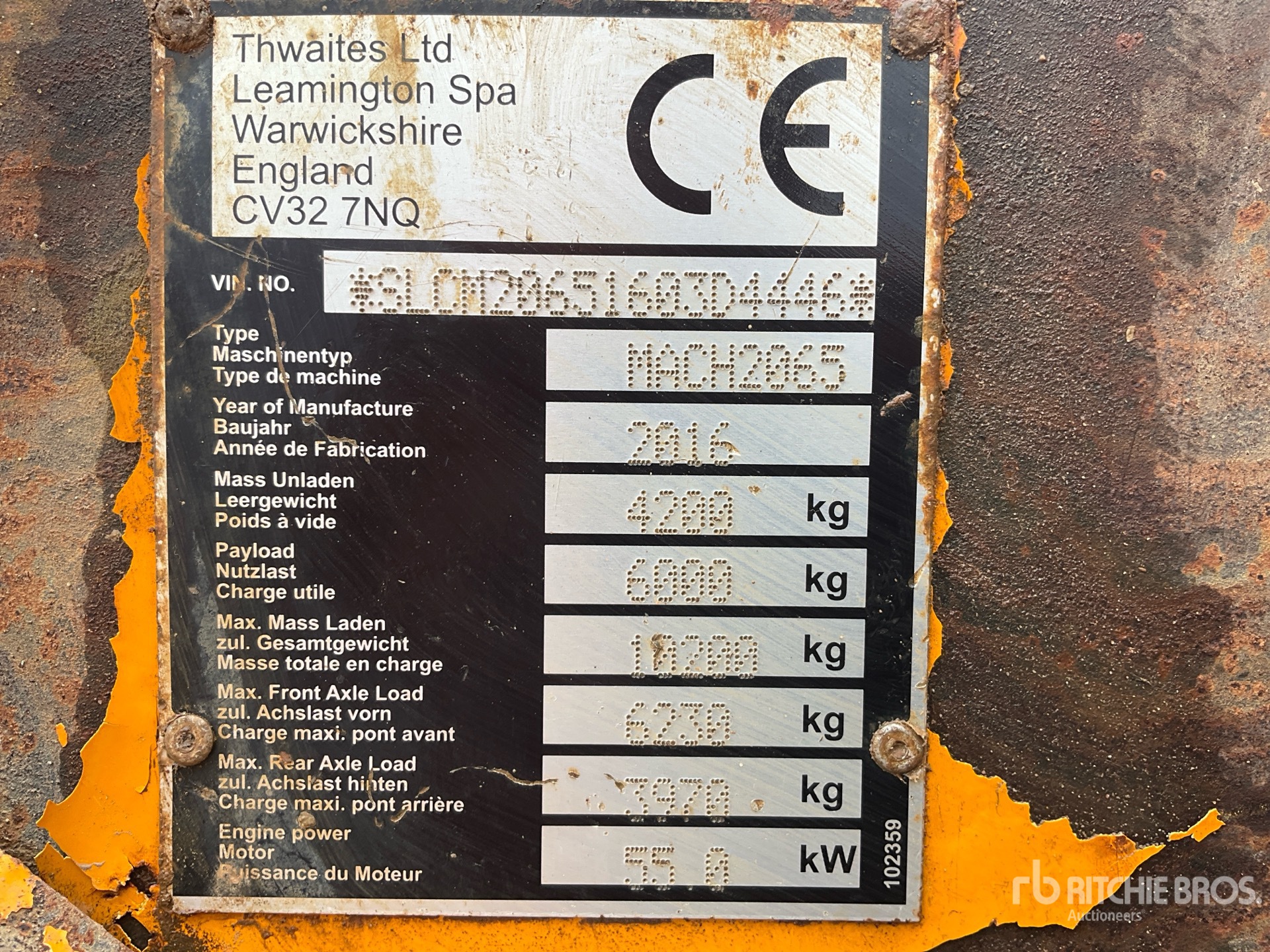 General Appearance with Serial Number / VIN