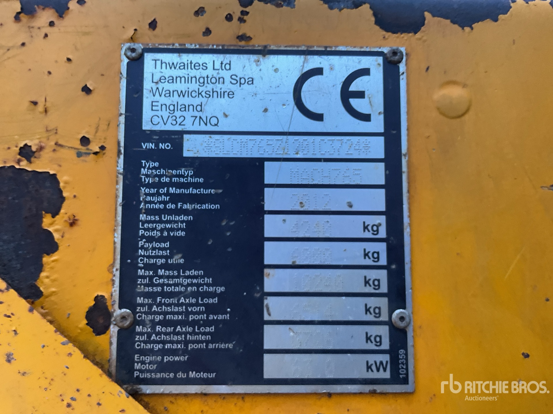 General Appearance with Serial Number / VIN