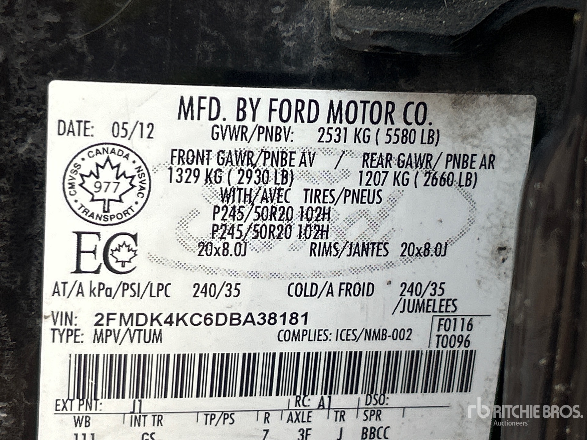 General Appearance with Serial Number / VIN