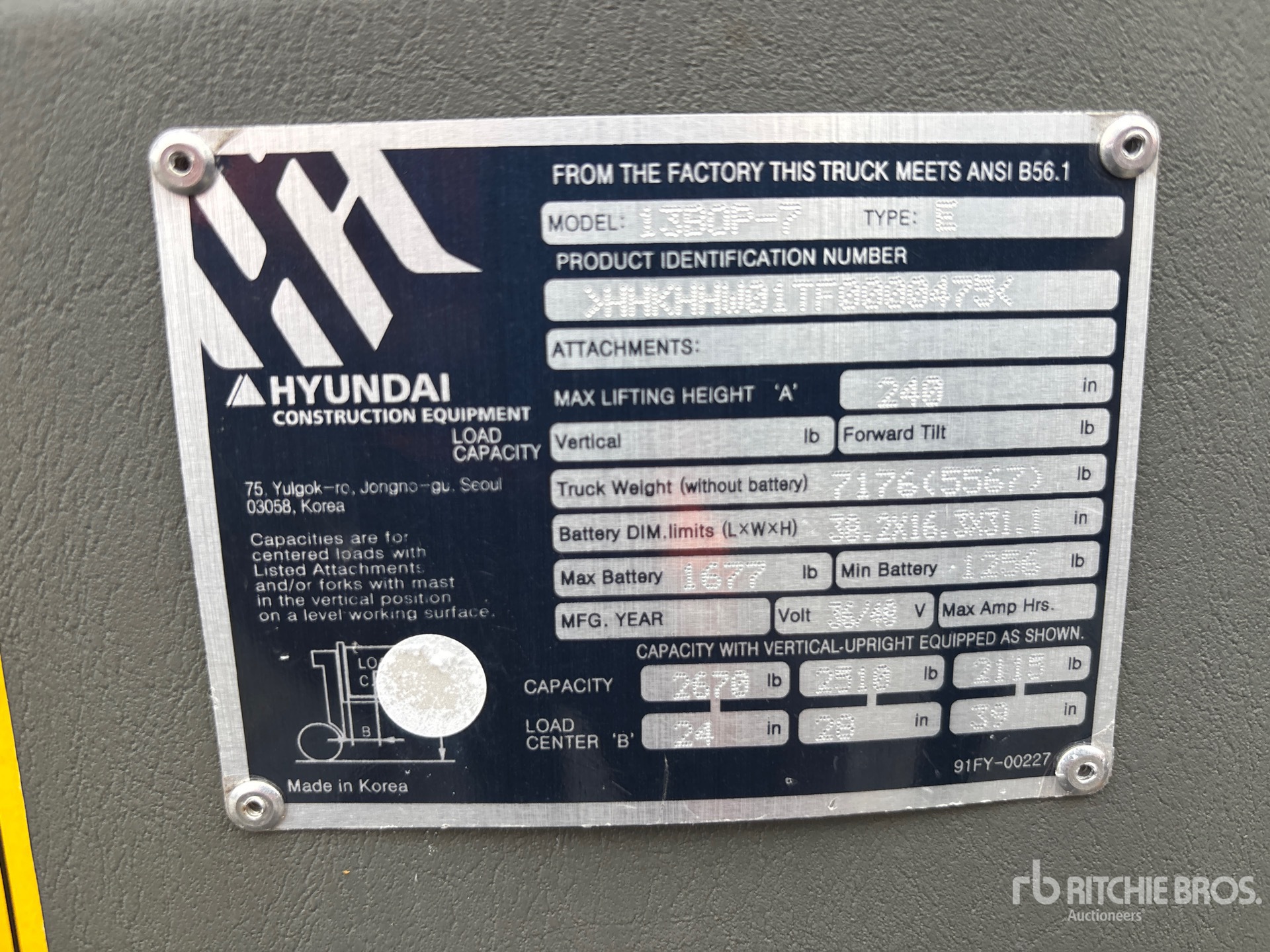 General Appearance with Serial Number / VIN