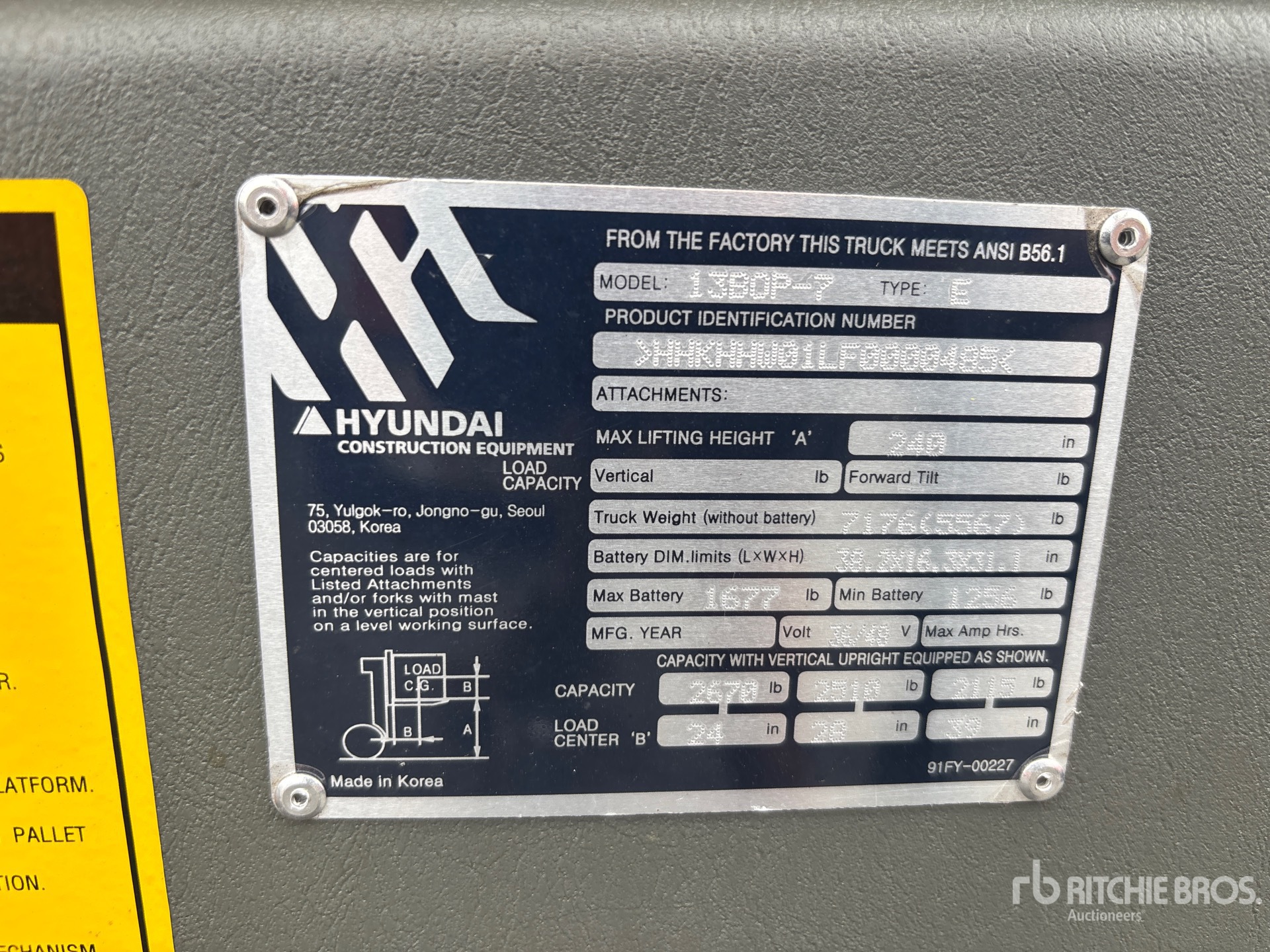 General Appearance with Serial Number / VIN