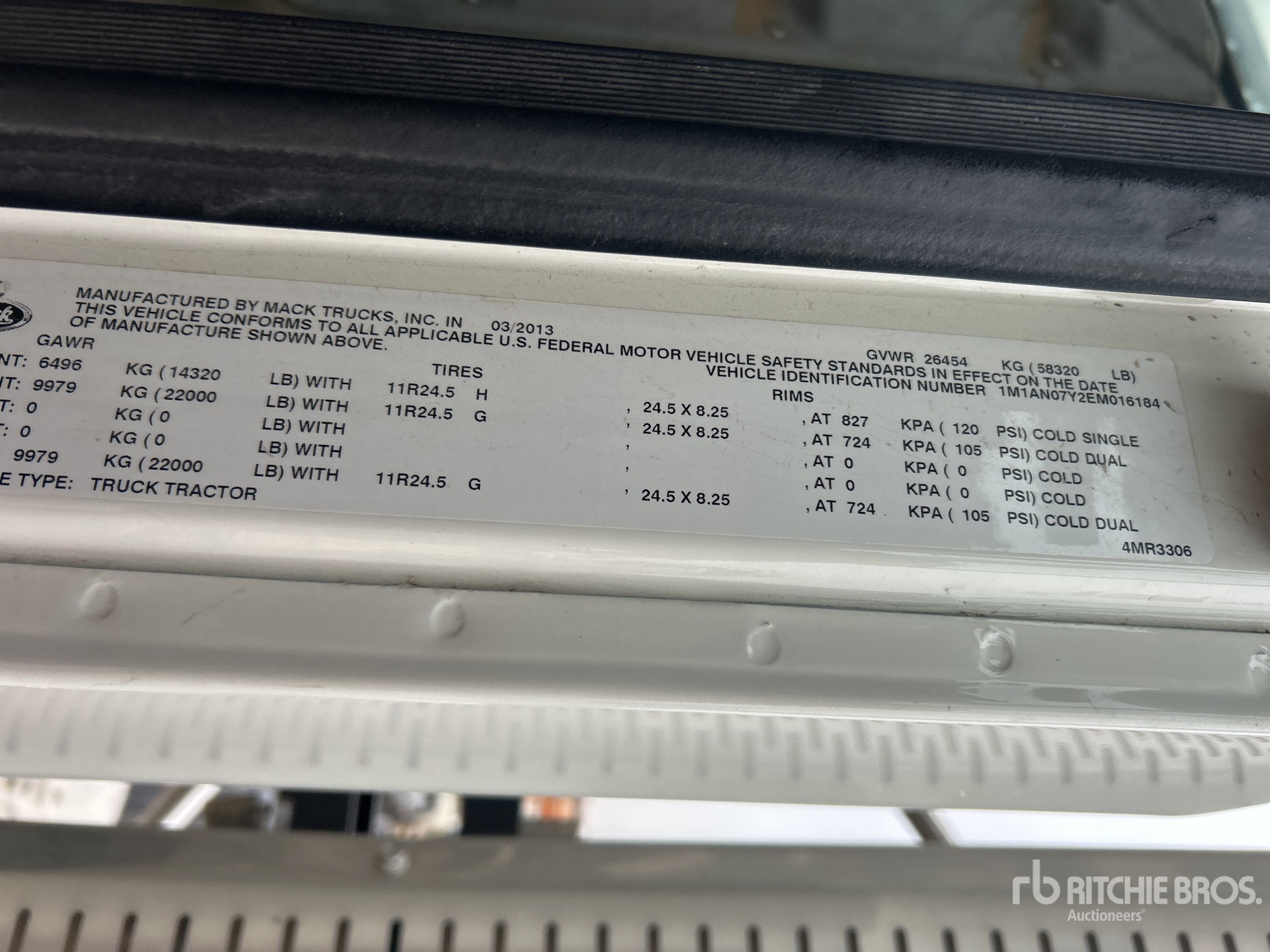 General Appearance with Serial Number / VIN