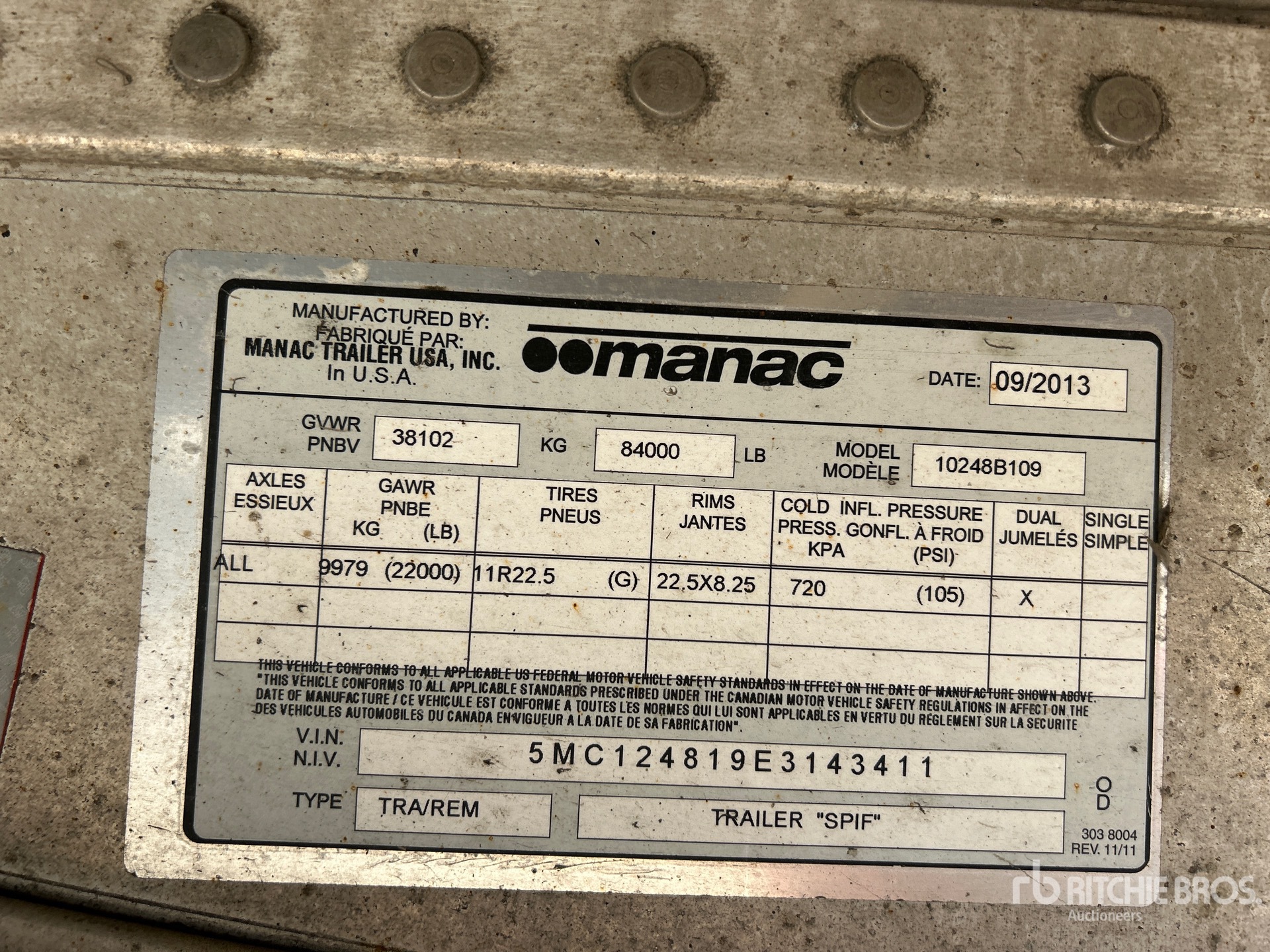 General Appearance with Serial Number / VIN