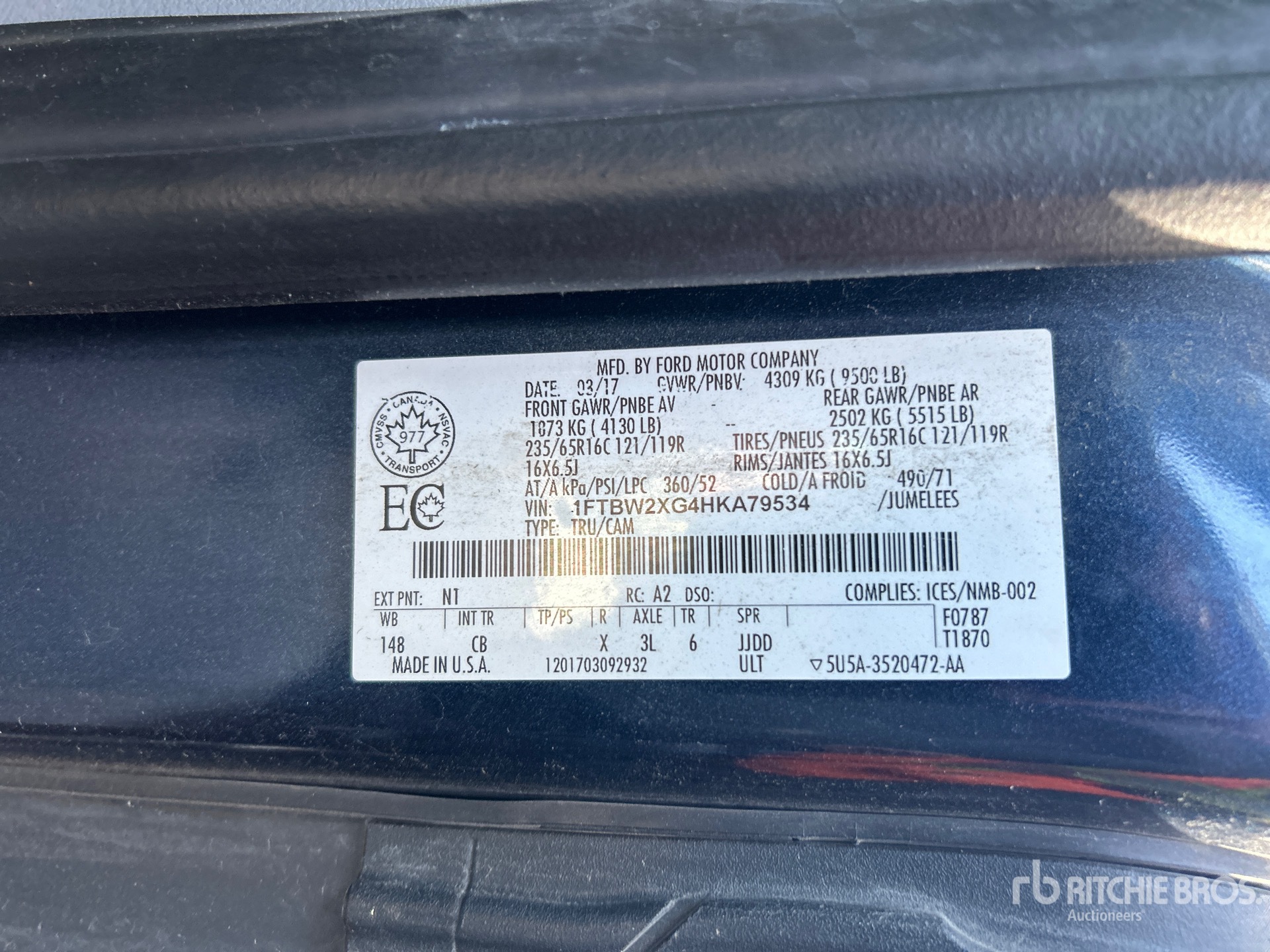 General Appearance with Serial Number / VIN