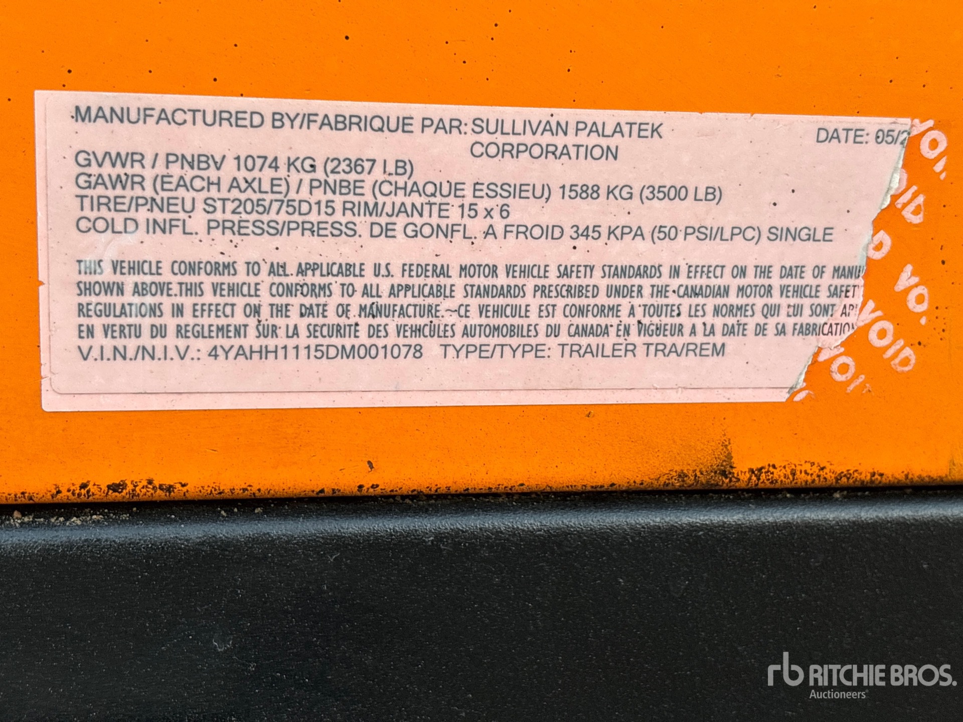 General Appearance with Serial Number / VIN