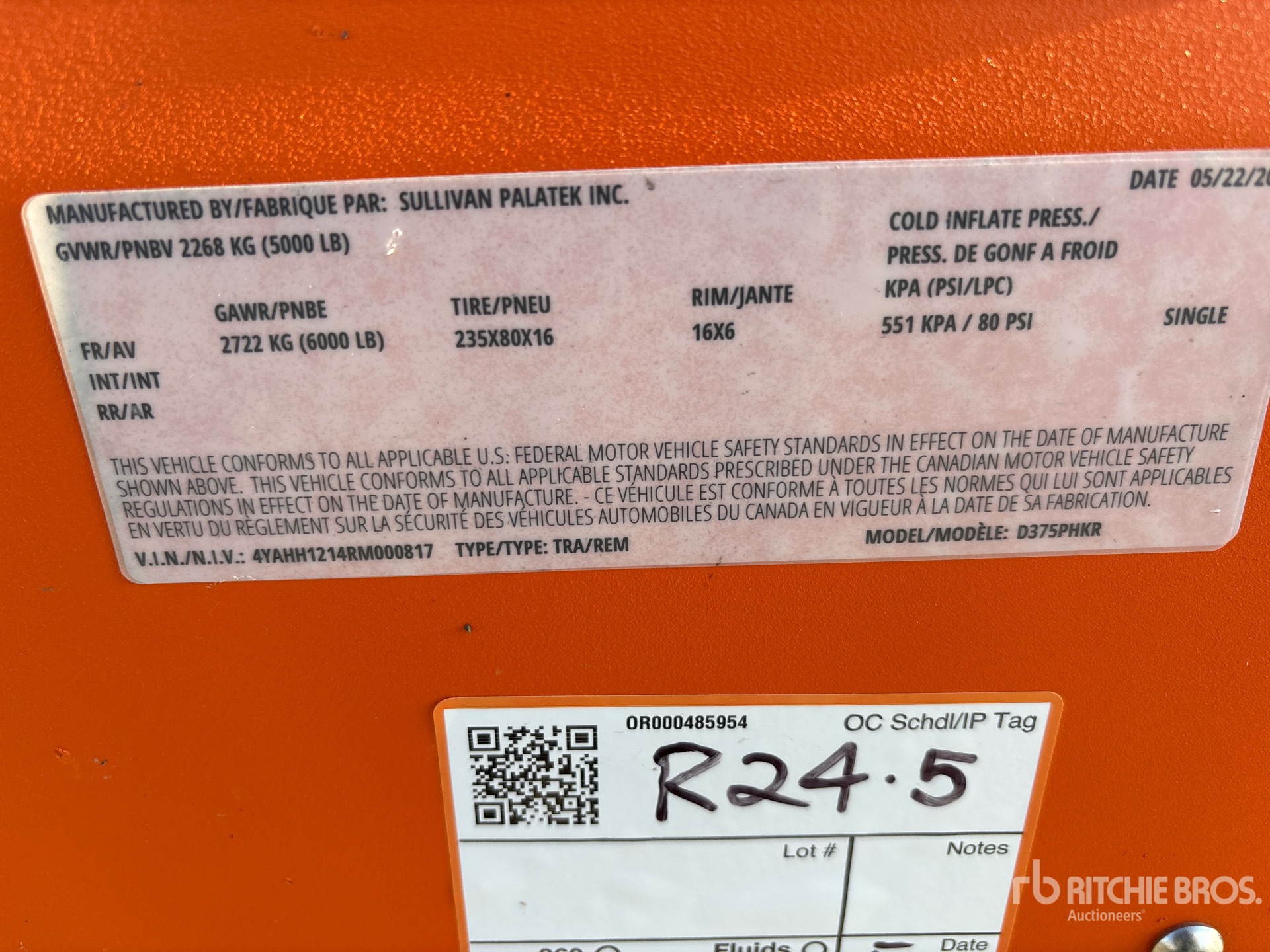 General Appearance with Serial Number / VIN