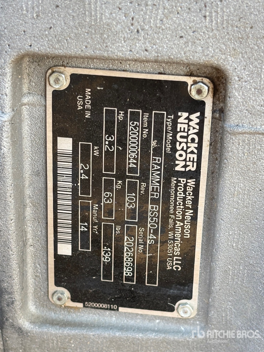 General Appearance with Serial Number / VIN