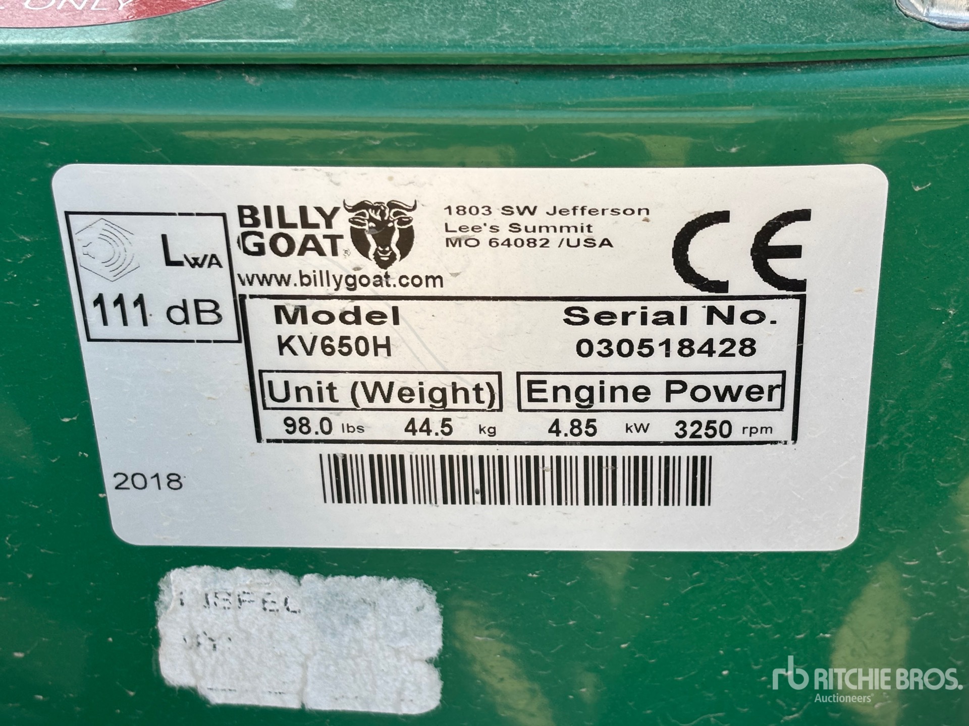 General Appearance with Serial Number / VIN