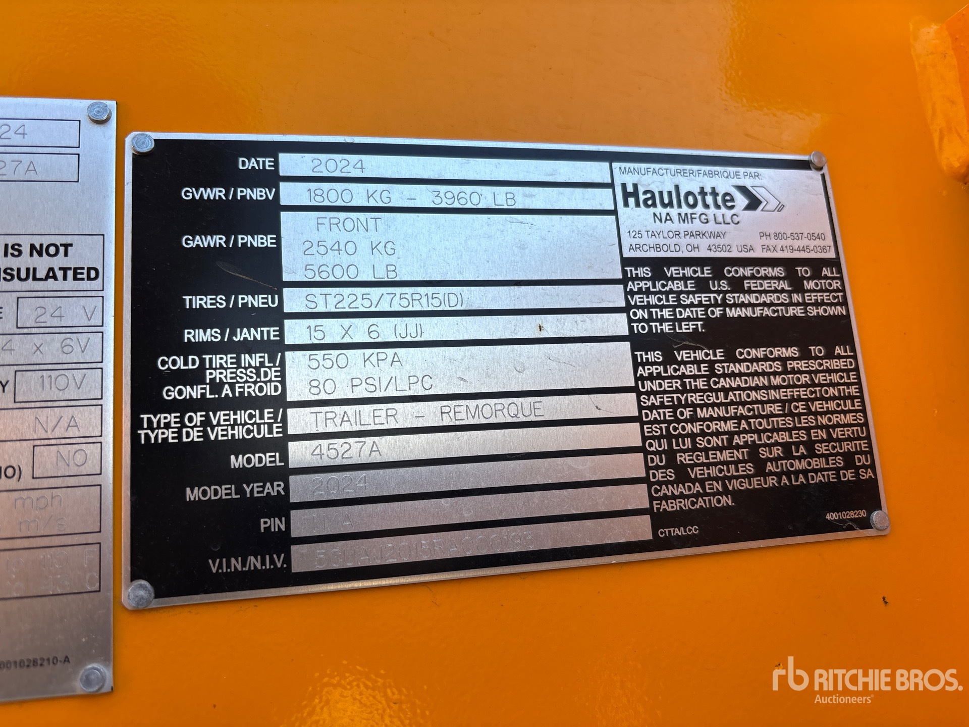 General Appearance with Serial Number / VIN