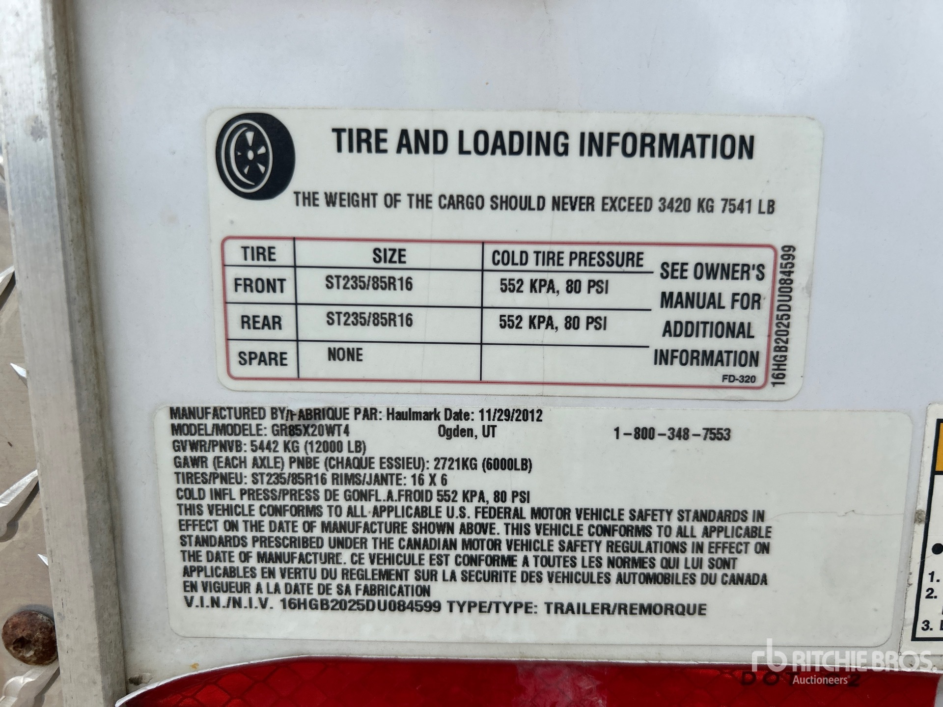 General Appearance with Serial Number / VIN