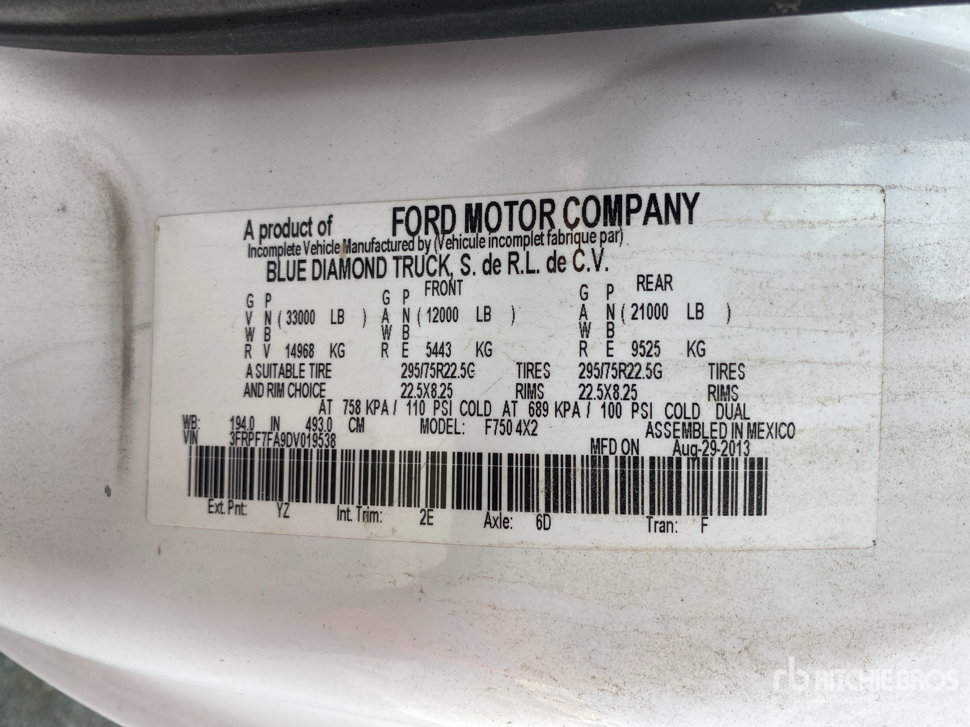 General Appearance with Serial Number / VIN