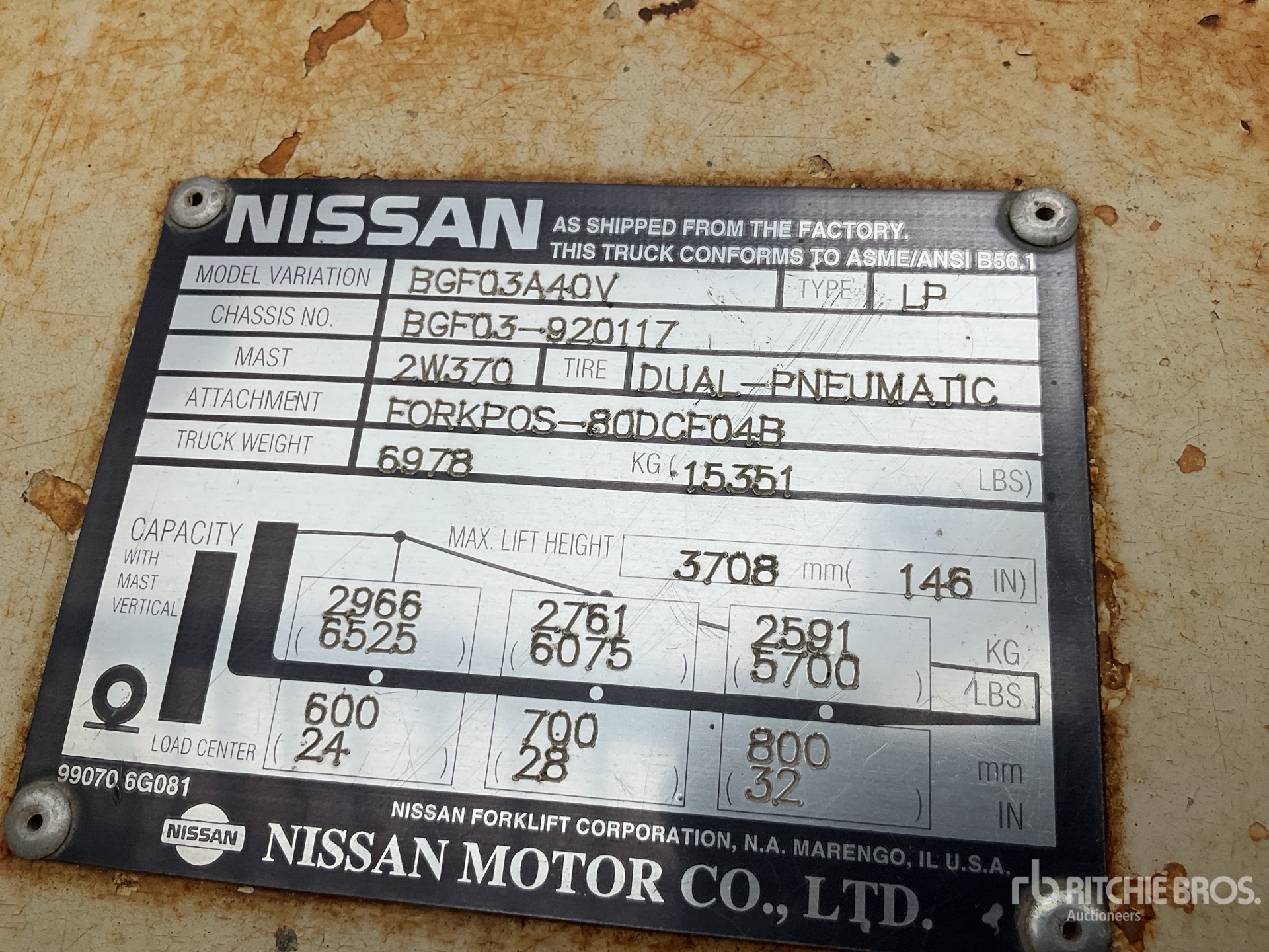 General Appearance with Serial Number / VIN