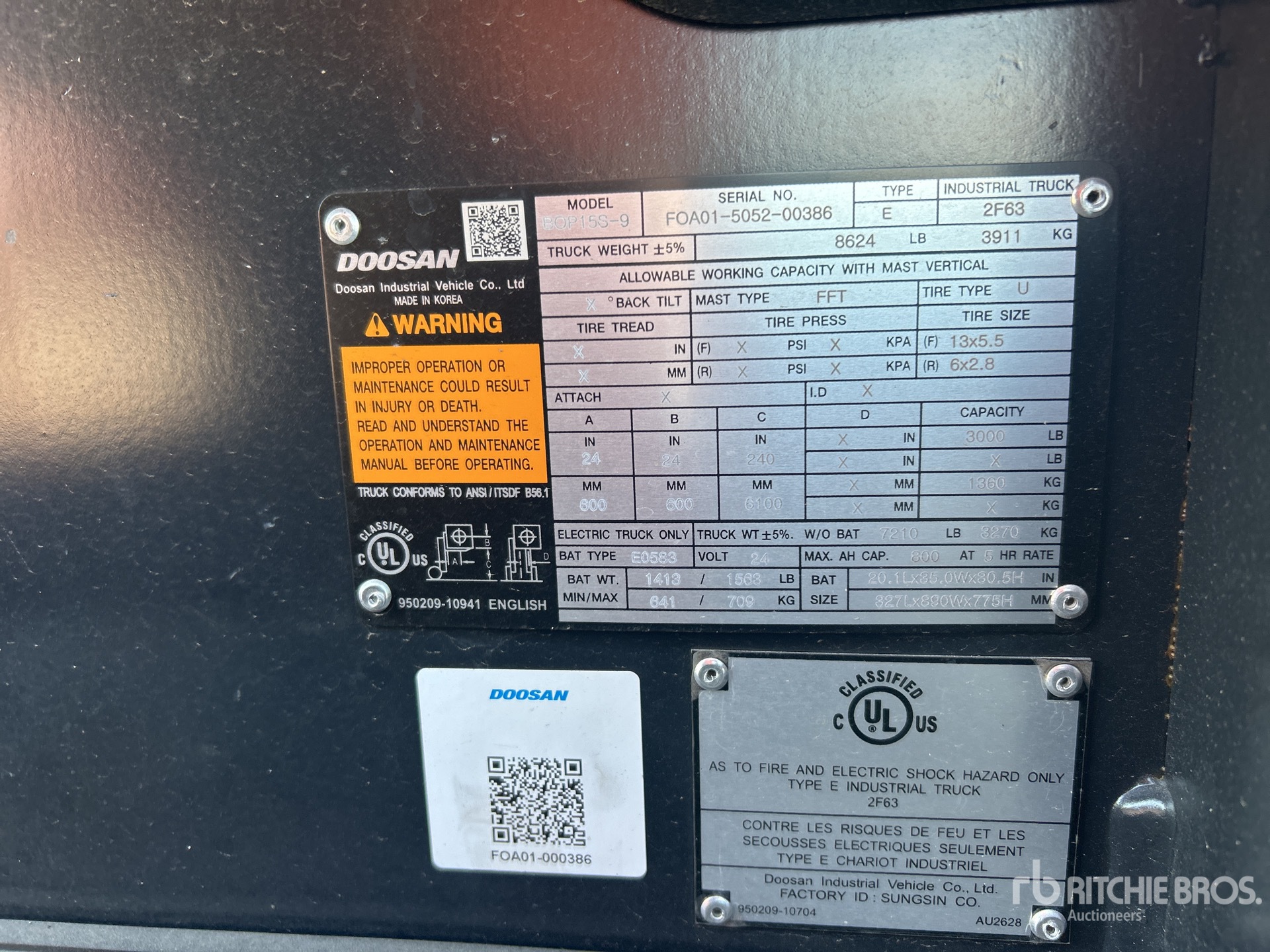 General Appearance with Serial Number / VIN