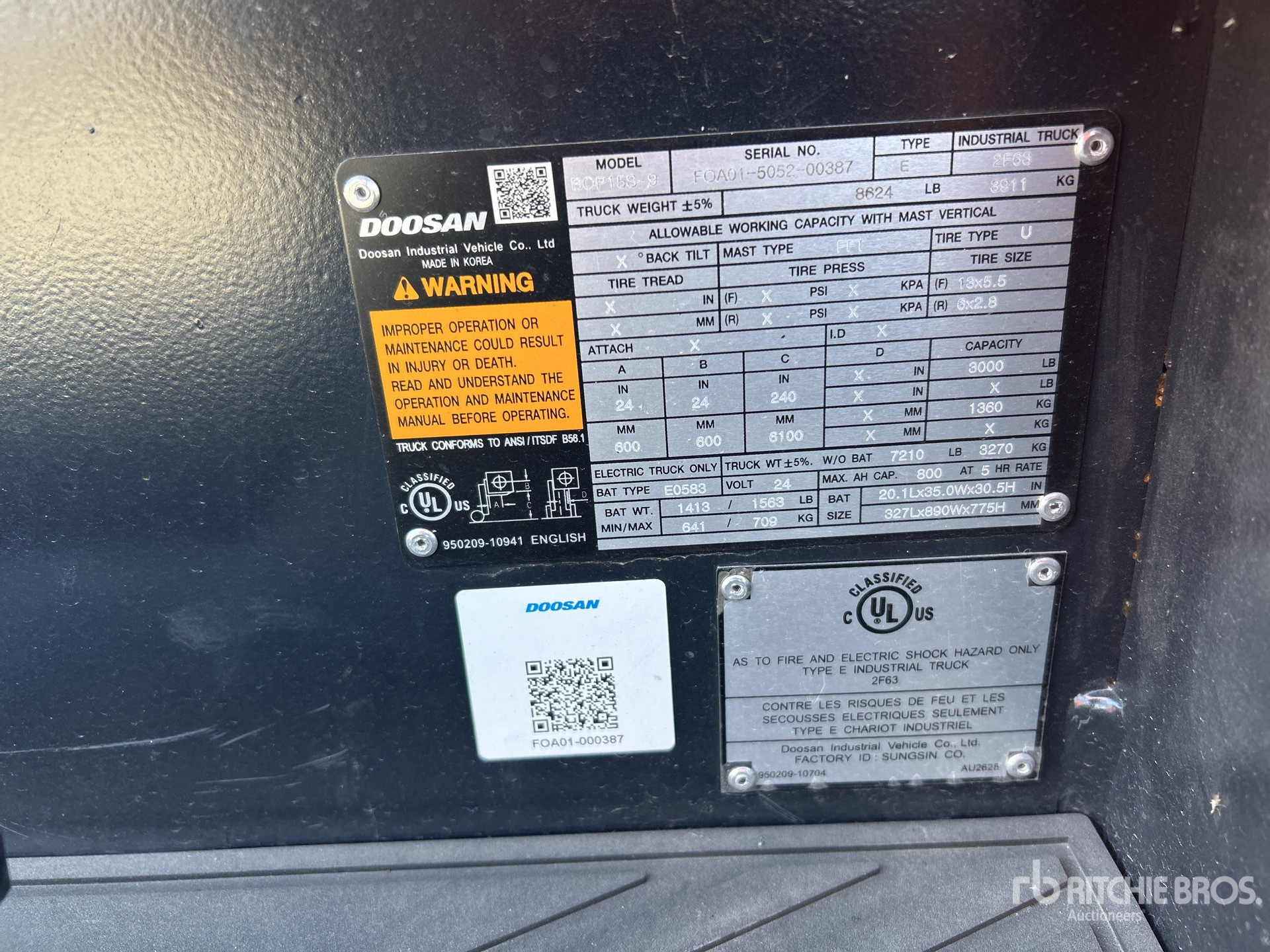 General Appearance with Serial Number / VIN