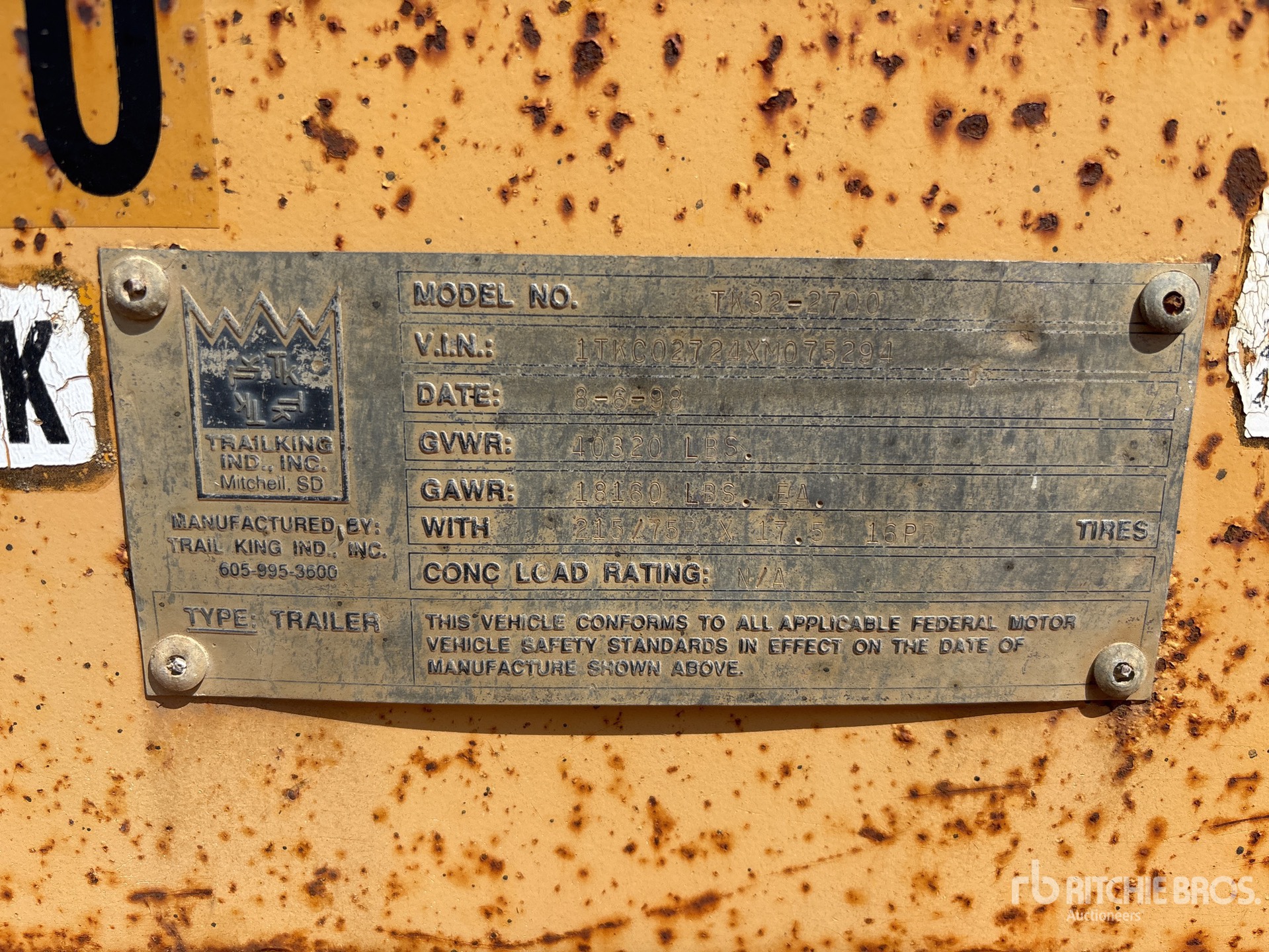 General Appearance with Serial Number / VIN