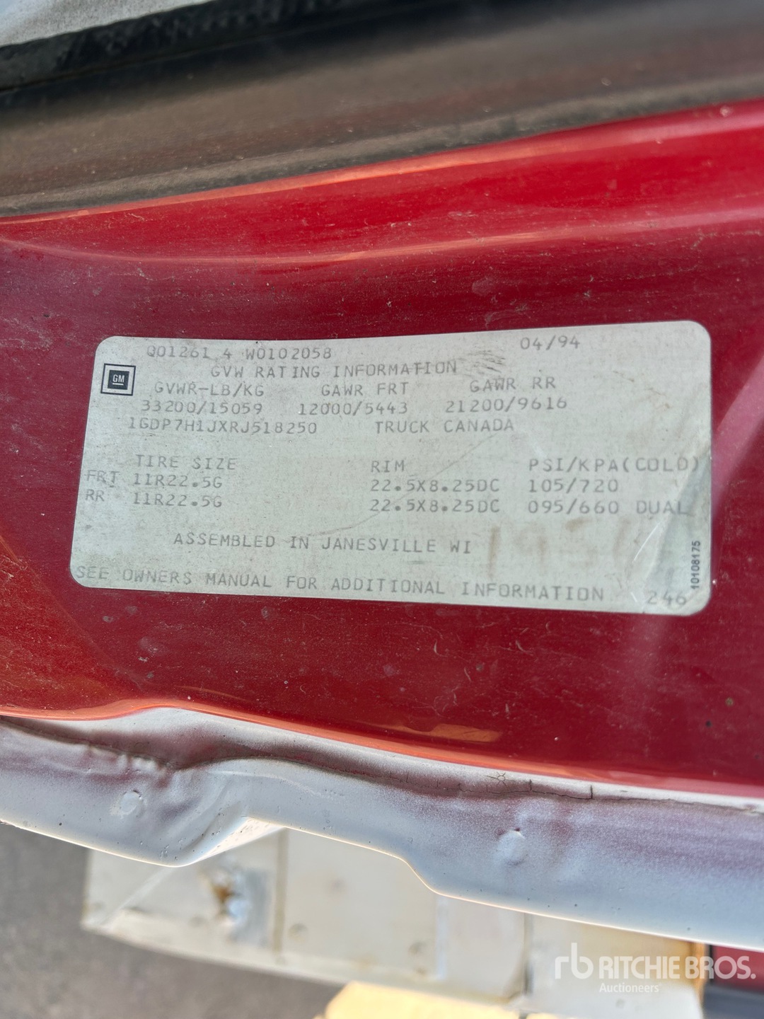 General Appearance with Serial Number / VIN