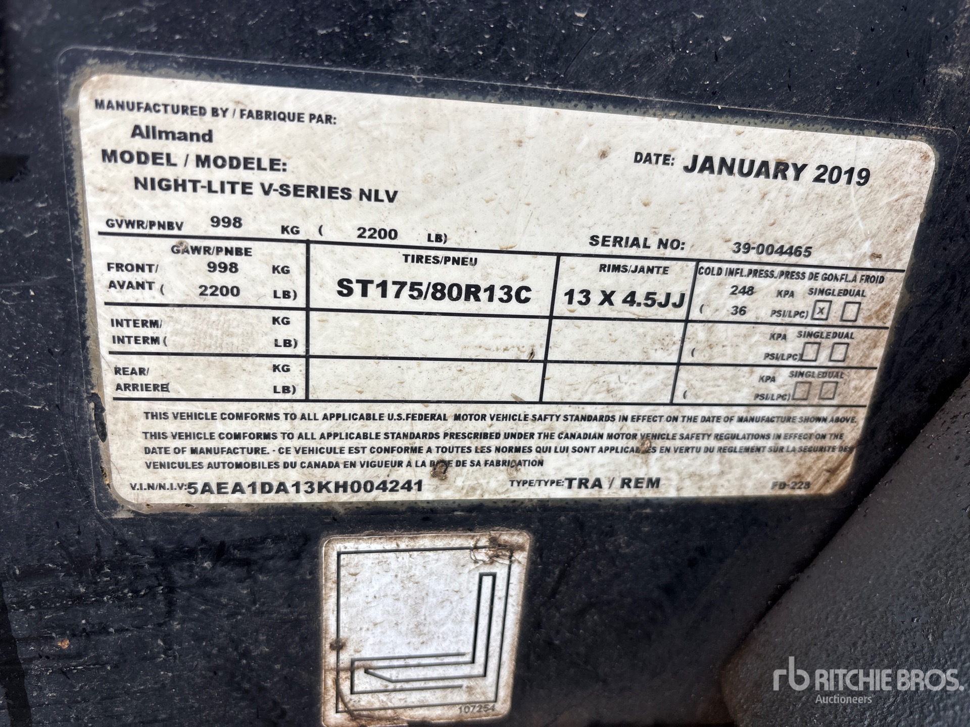 General Appearance with Serial Number / VIN