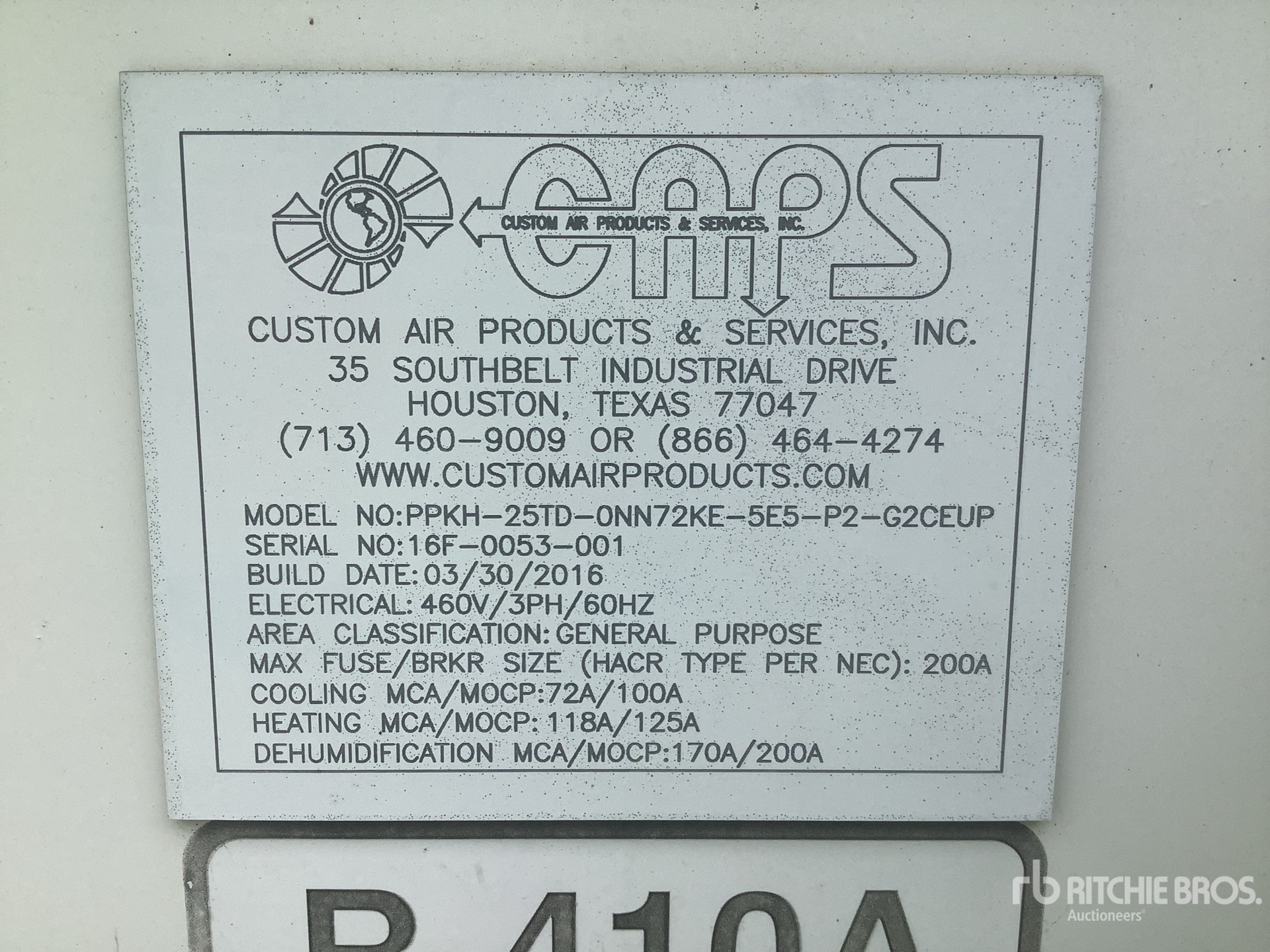 General Appearance with Serial Number / VIN