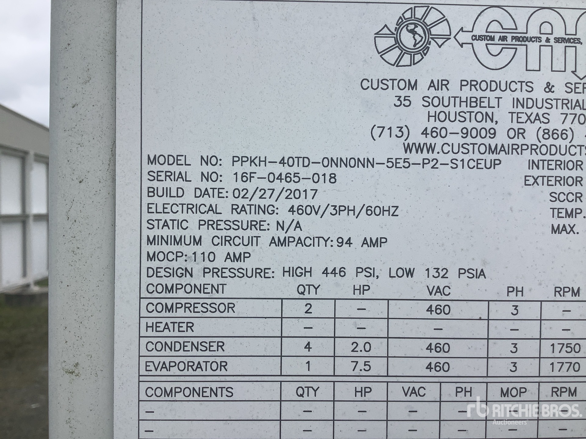 General Appearance with Serial Number / VIN
