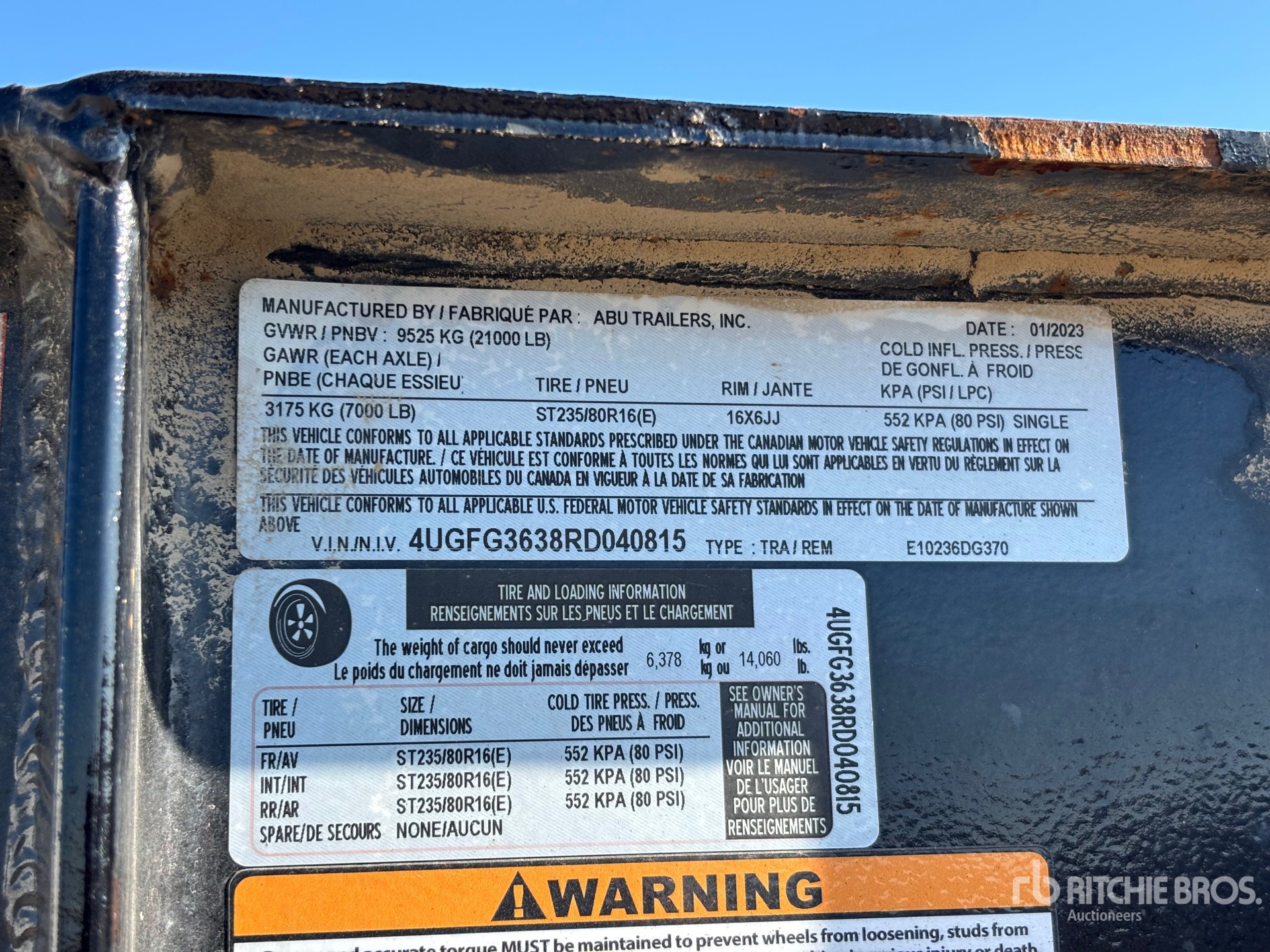 General Appearance with Serial Number / VIN