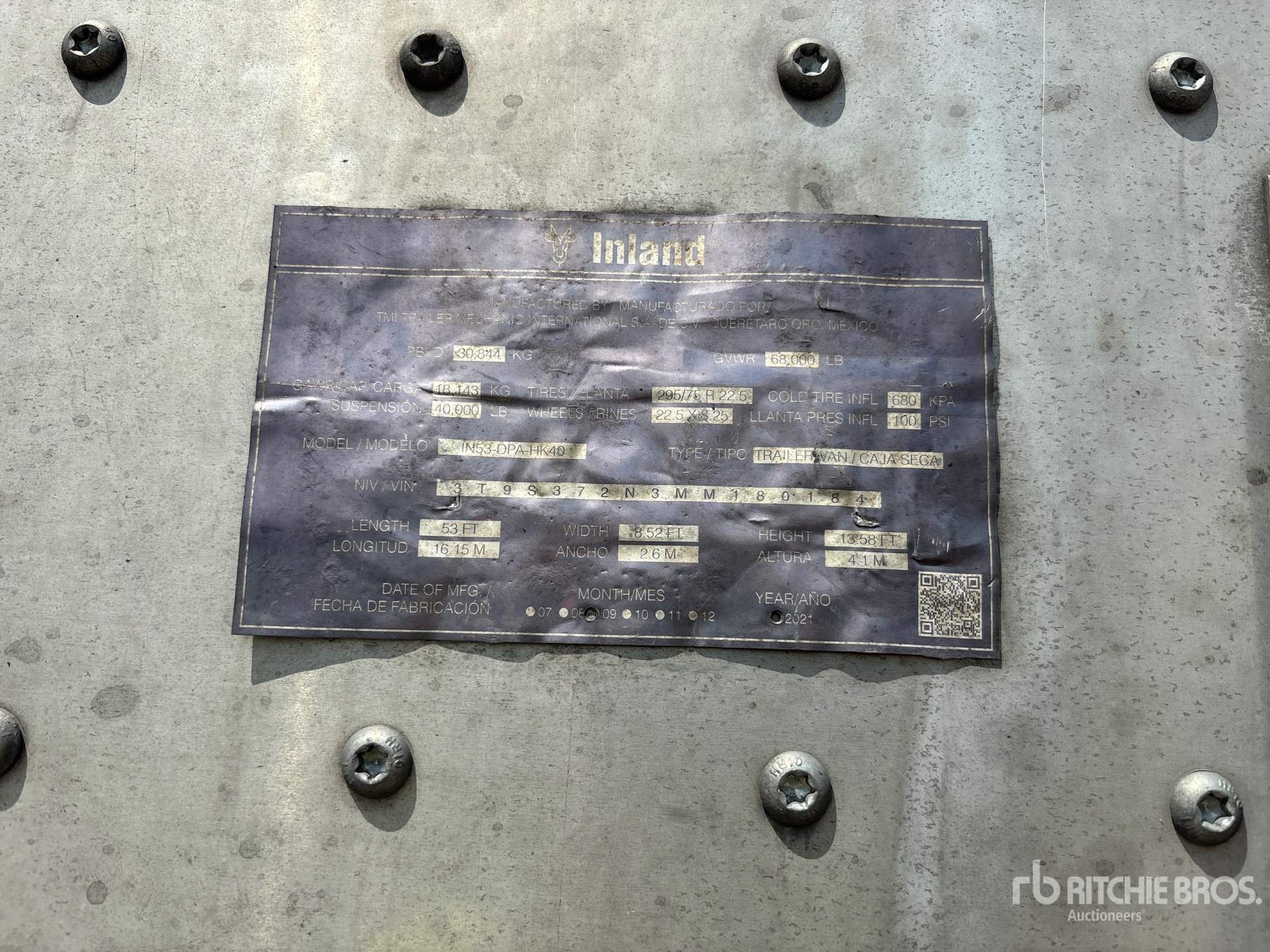 General Appearance with Serial Number / VIN