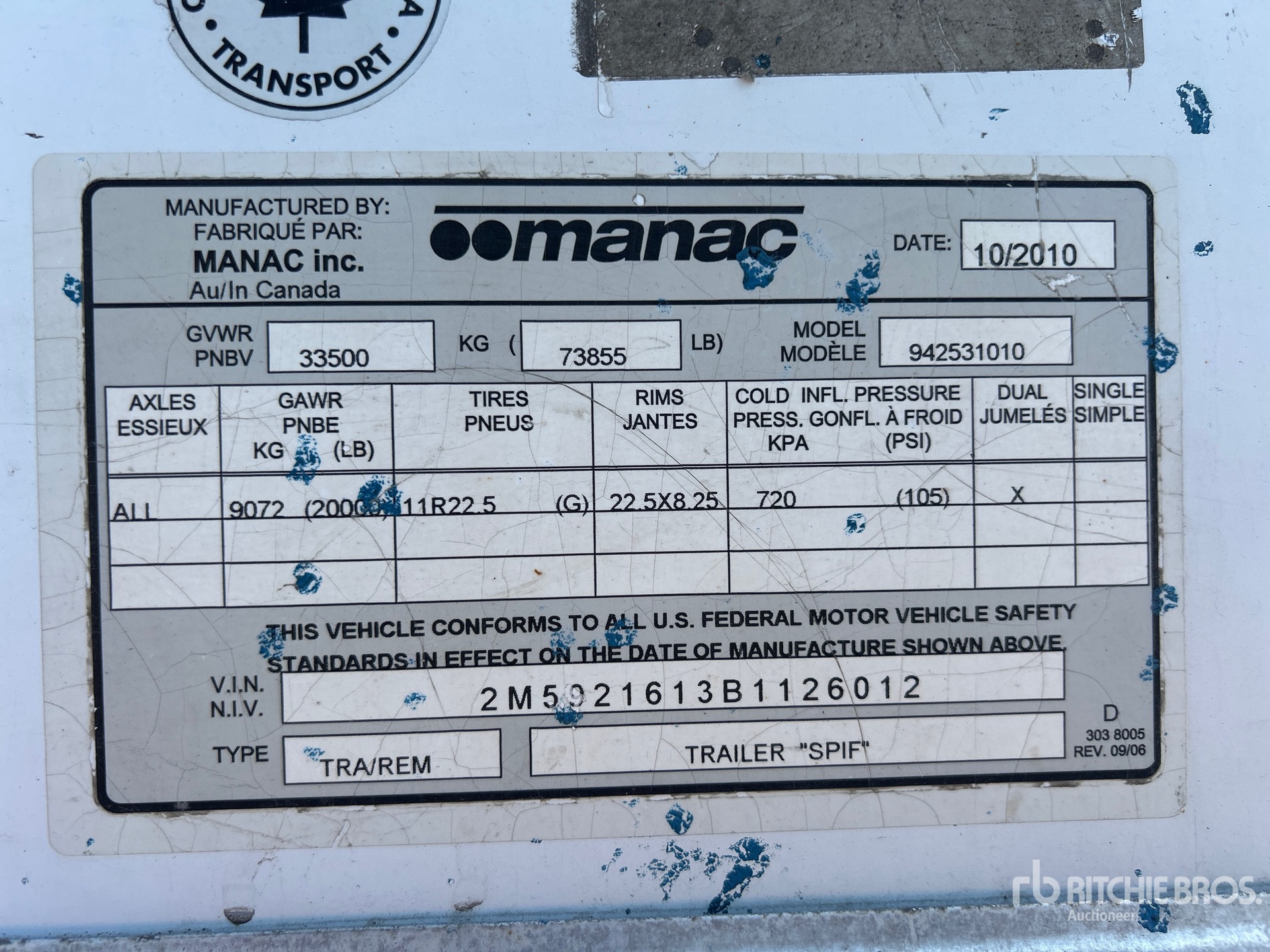 General Appearance with Serial Number / VIN