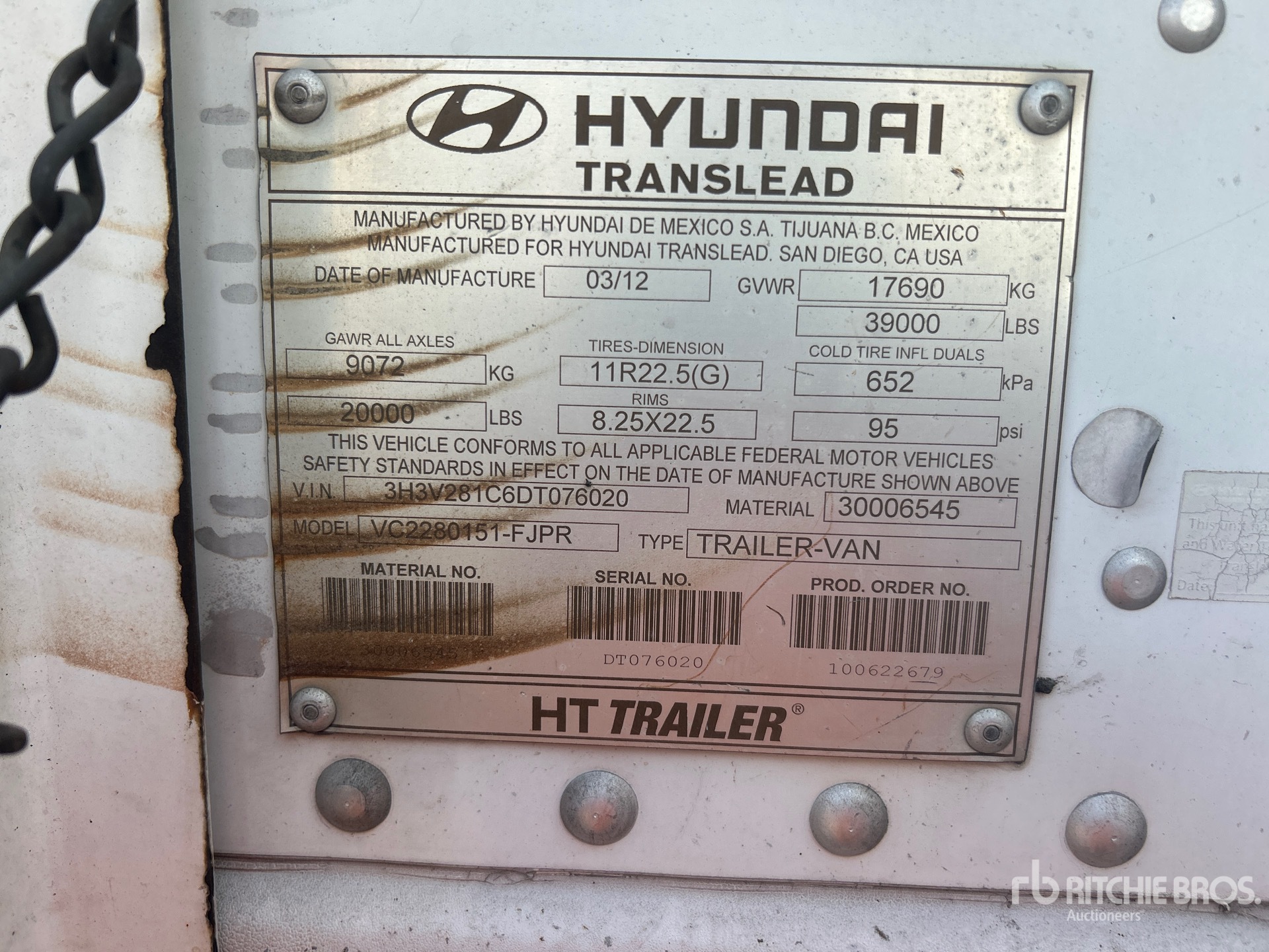 General Appearance with Serial Number / VIN