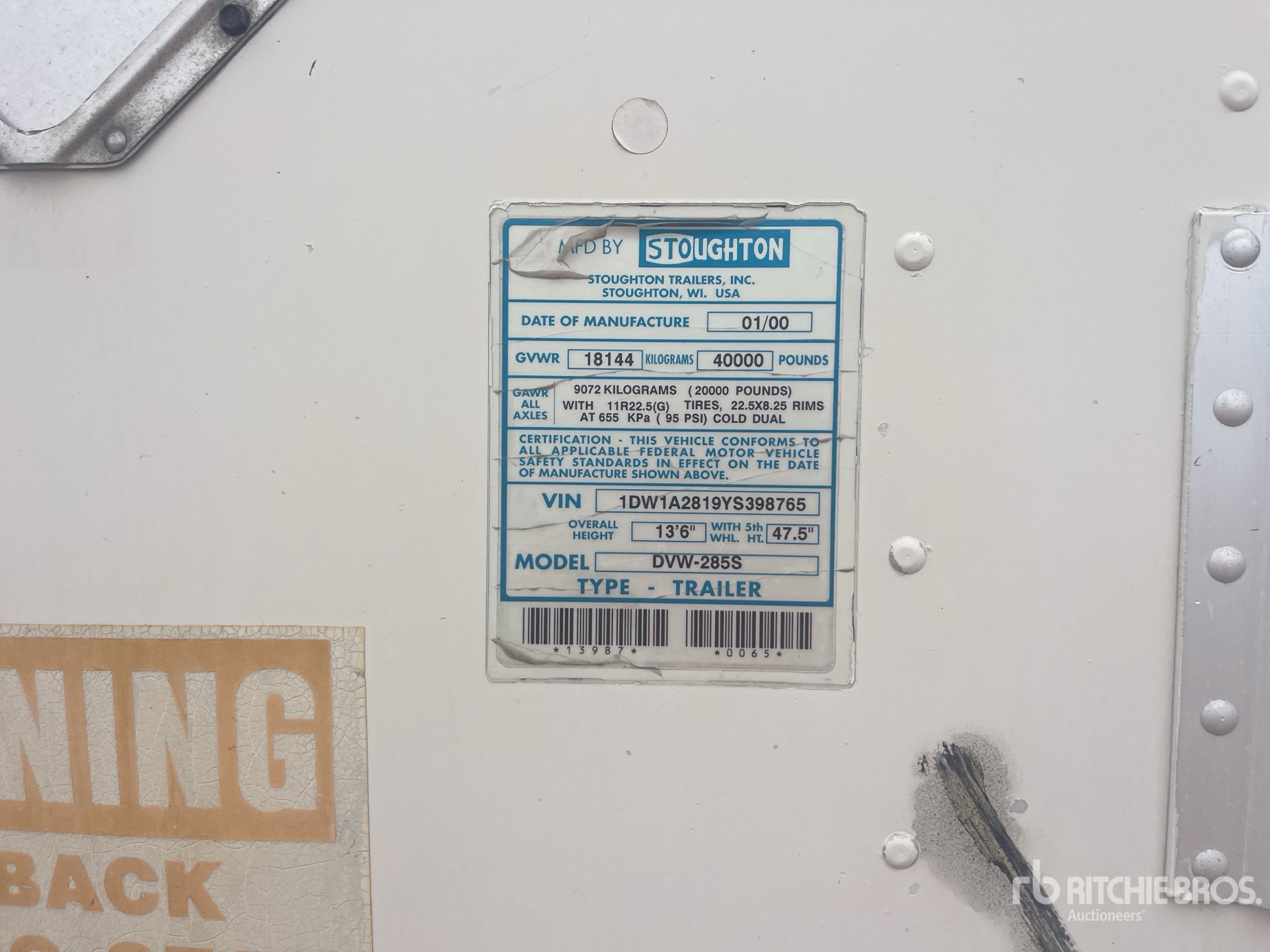 General Appearance with Serial Number / VIN