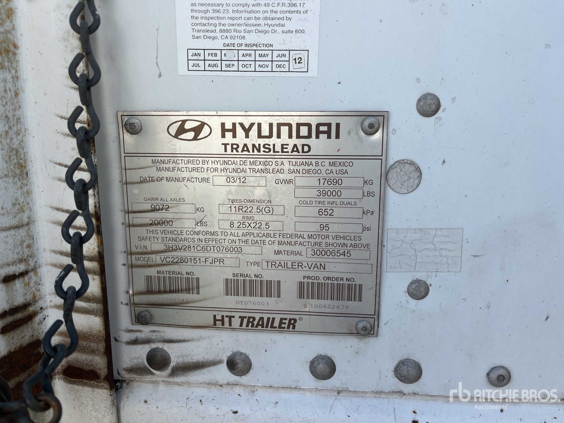 General Appearance with Serial Number / VIN