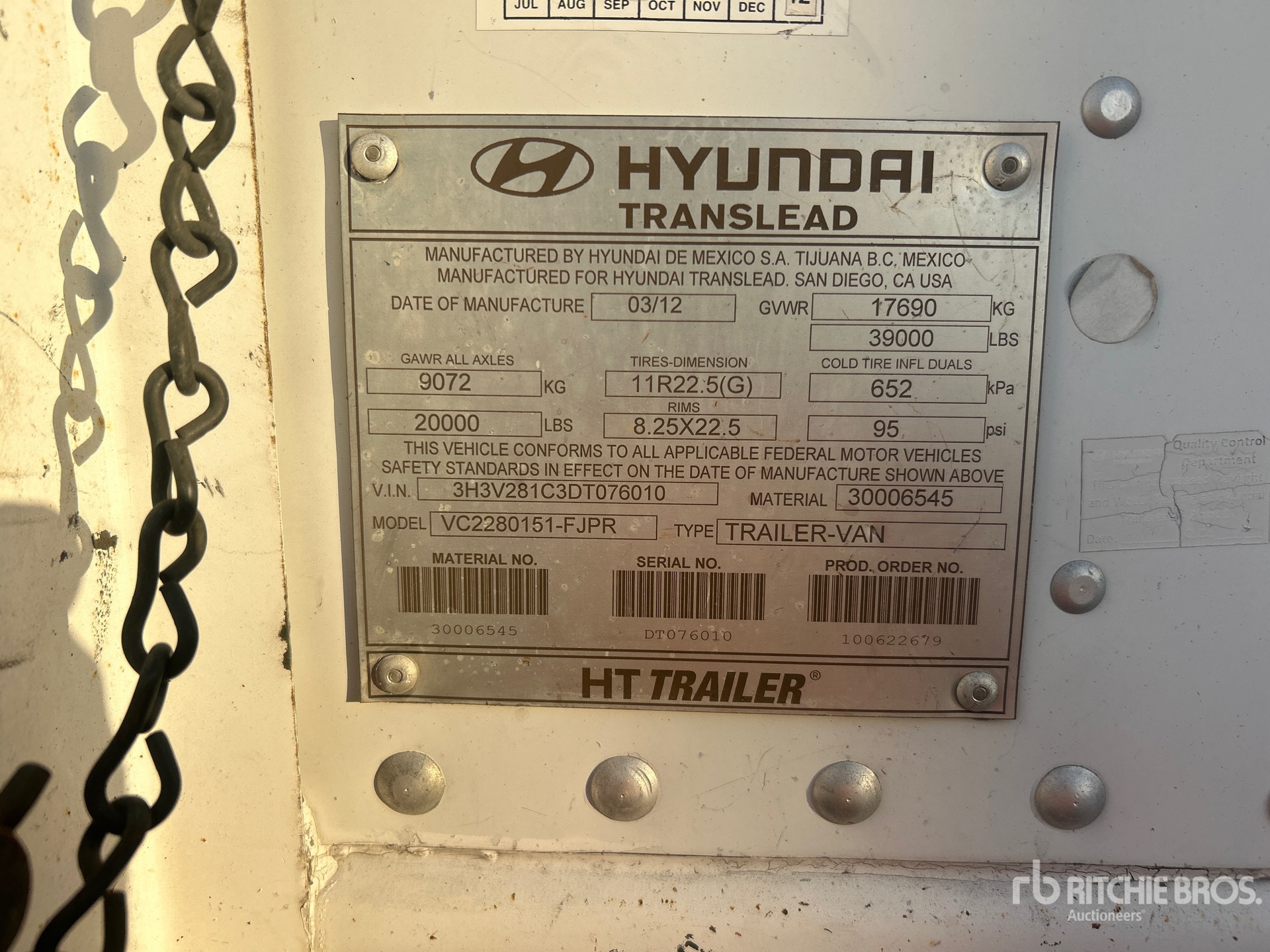 General Appearance with Serial Number / VIN