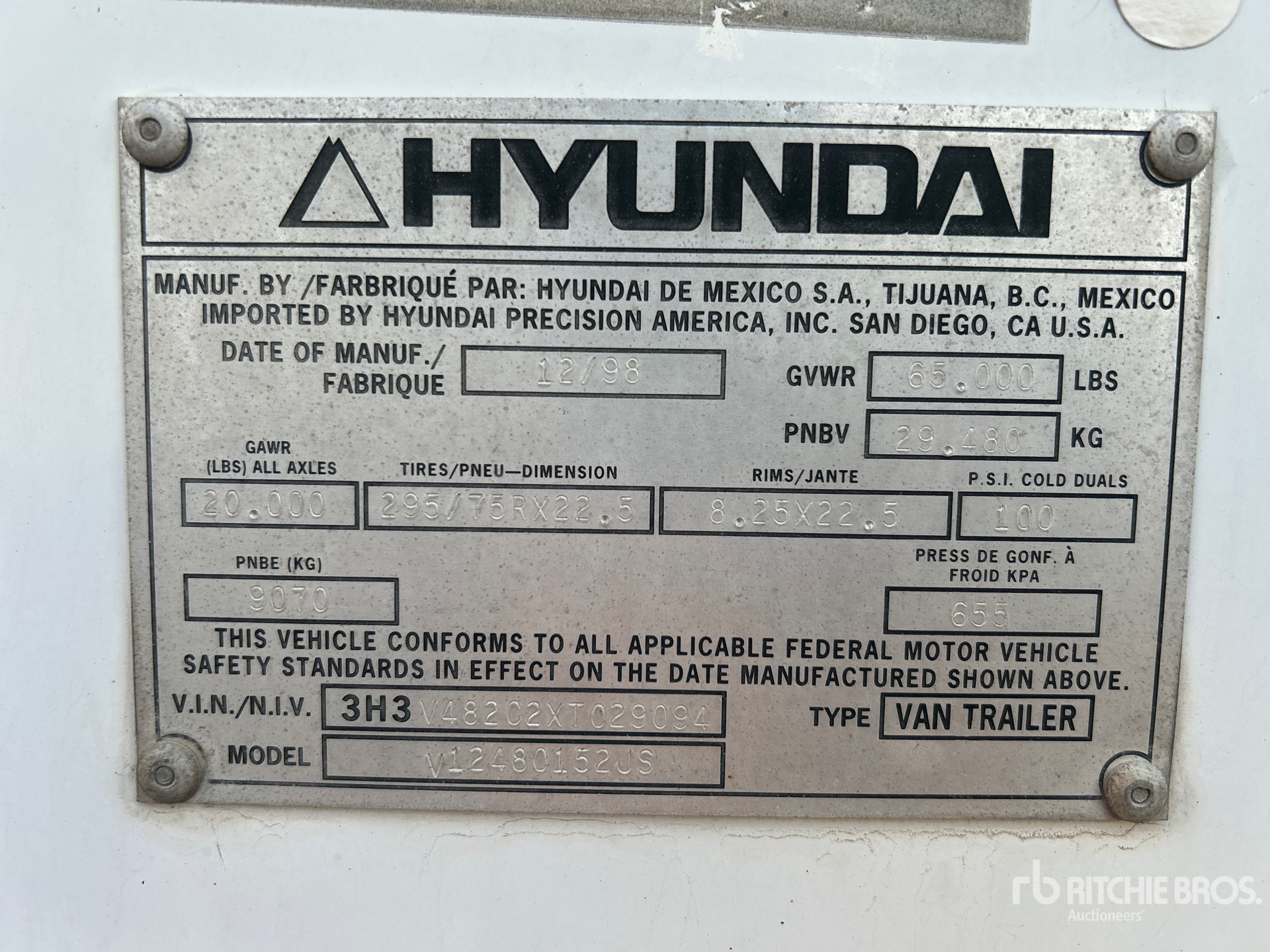 General Appearance with Serial Number / VIN