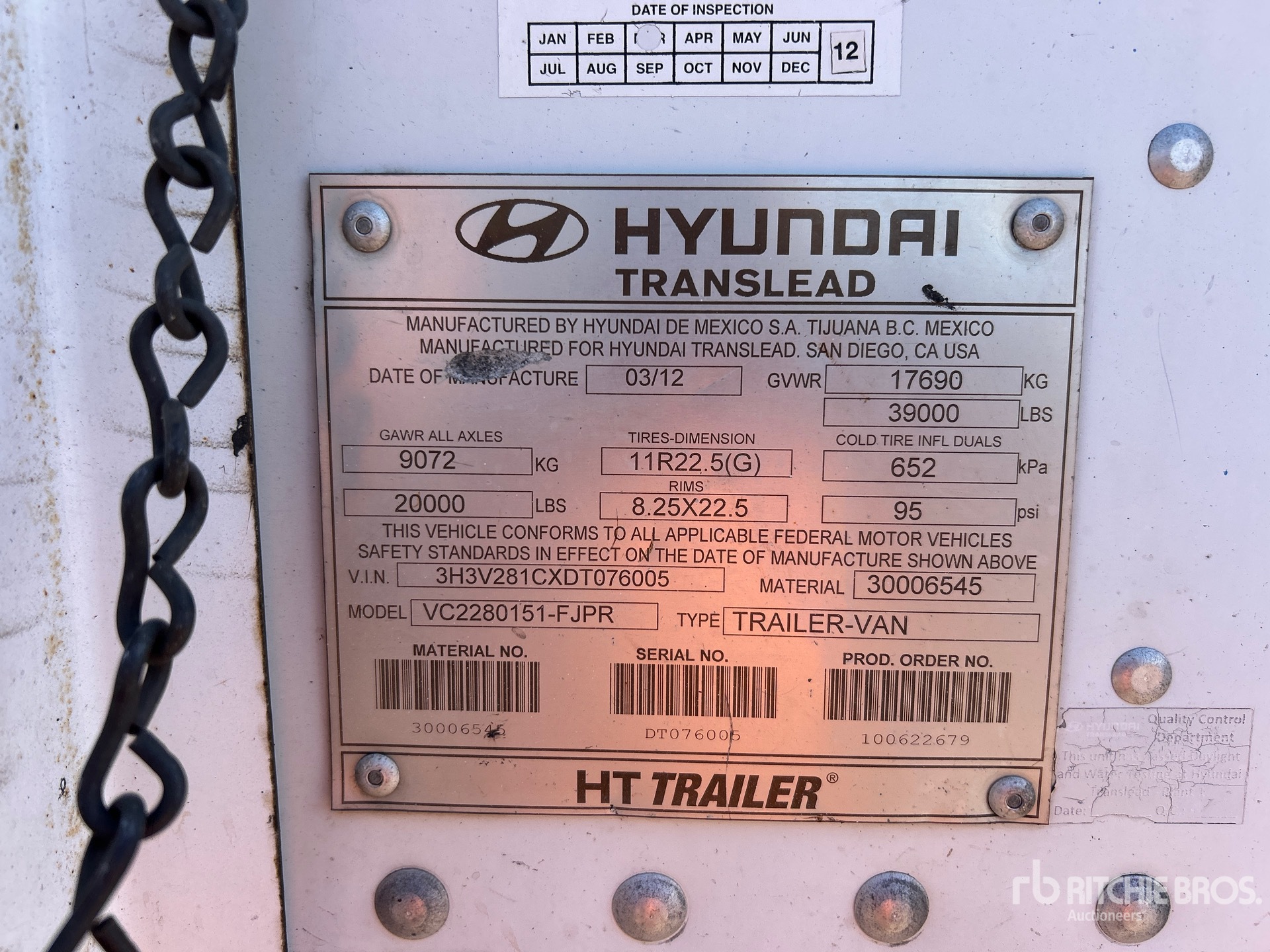General Appearance with Serial Number / VIN