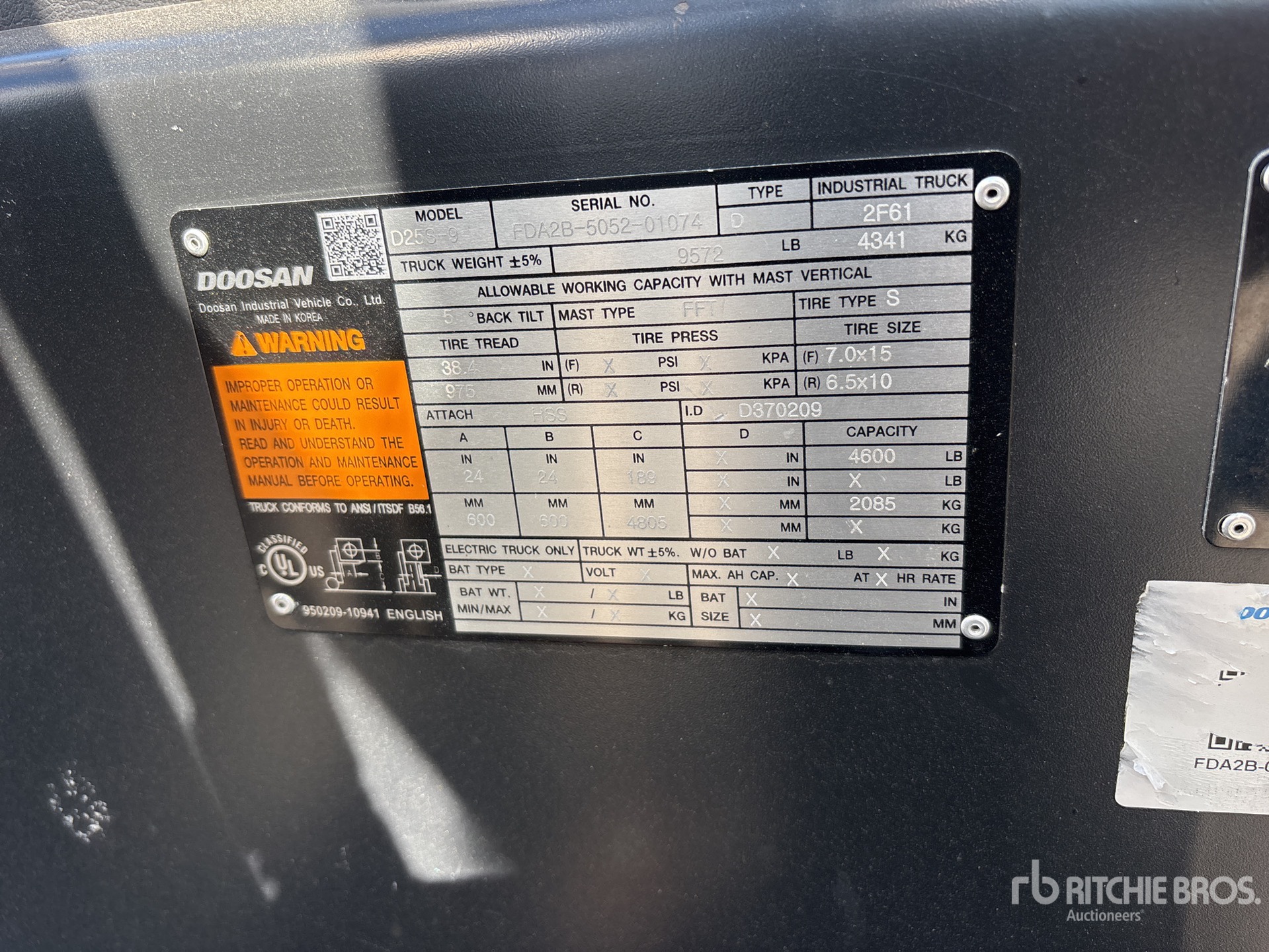 General Appearance with Serial Number / VIN