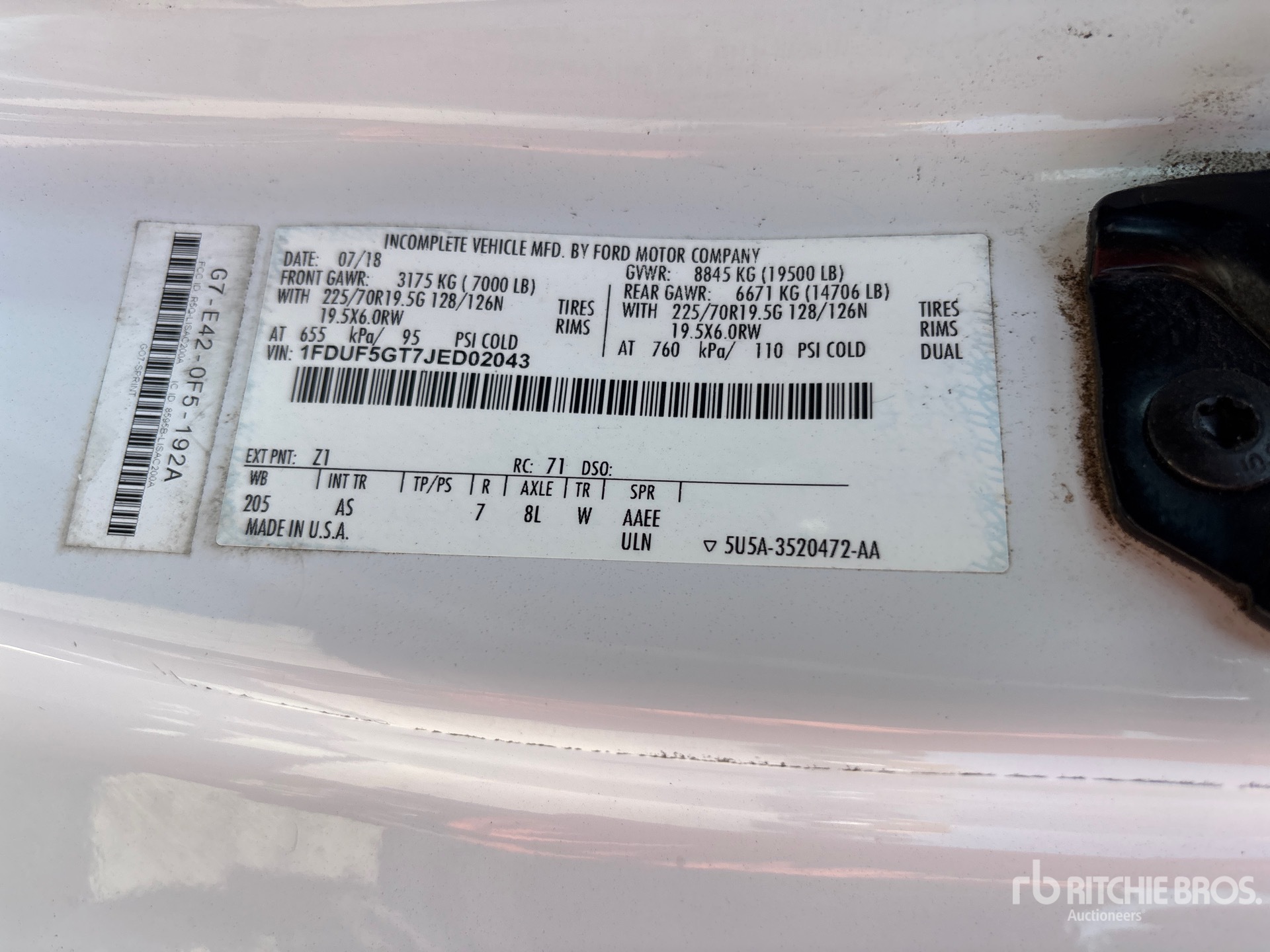 General Appearance with Serial Number / VIN