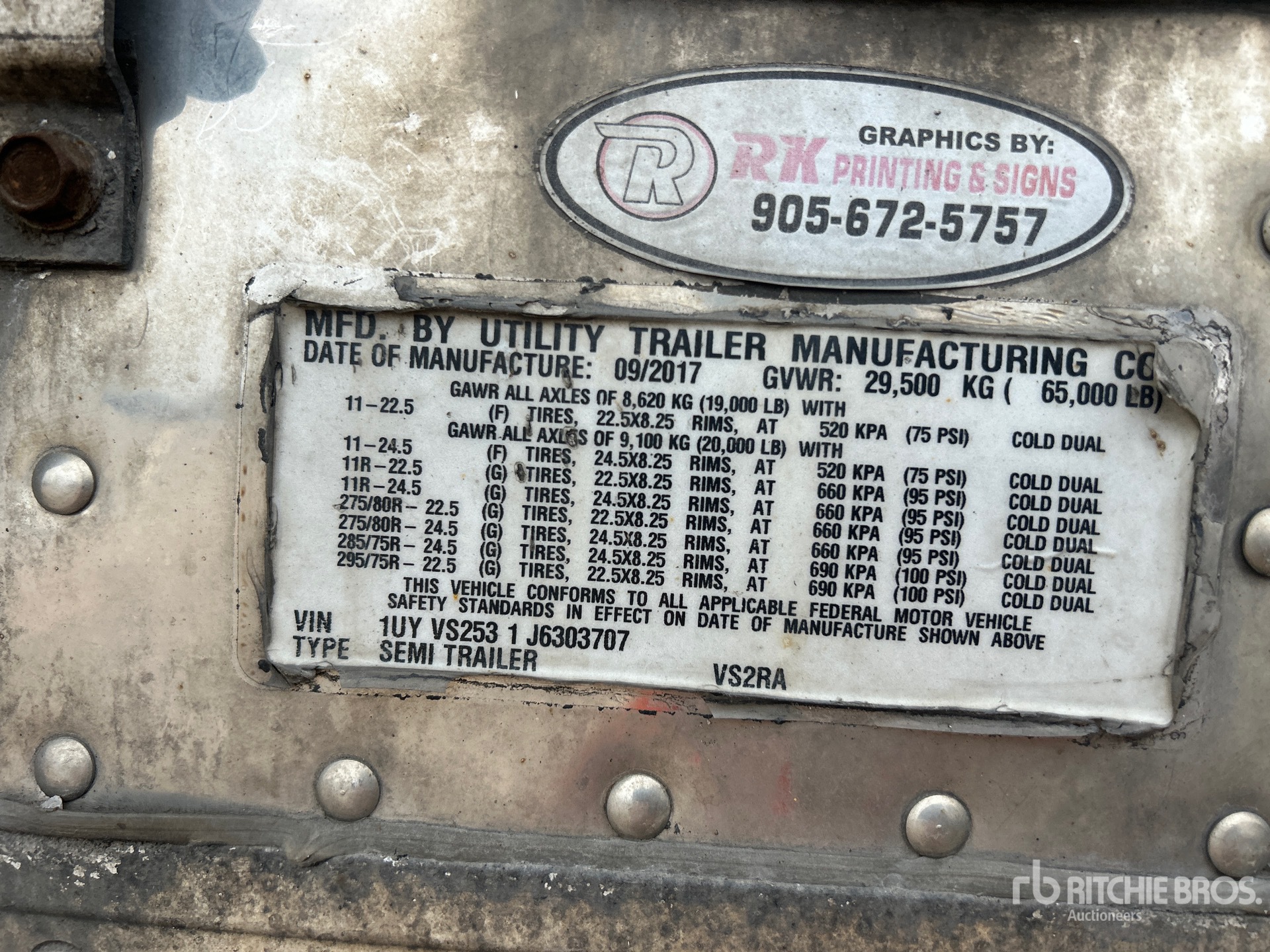 General Appearance with Serial Number / VIN