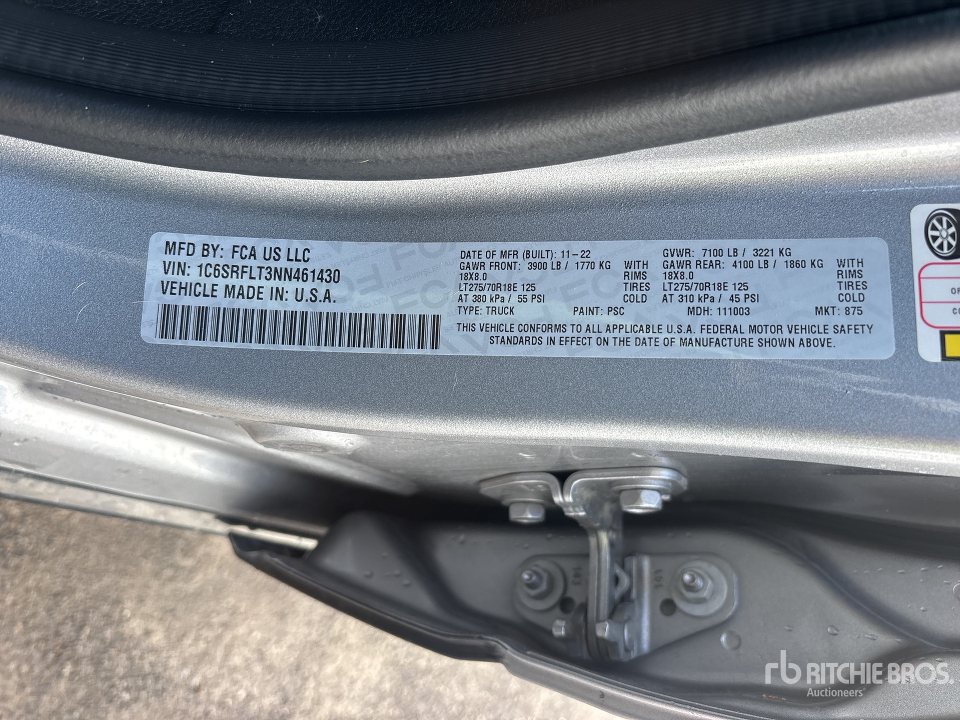 General Appearance with Serial Number / VIN