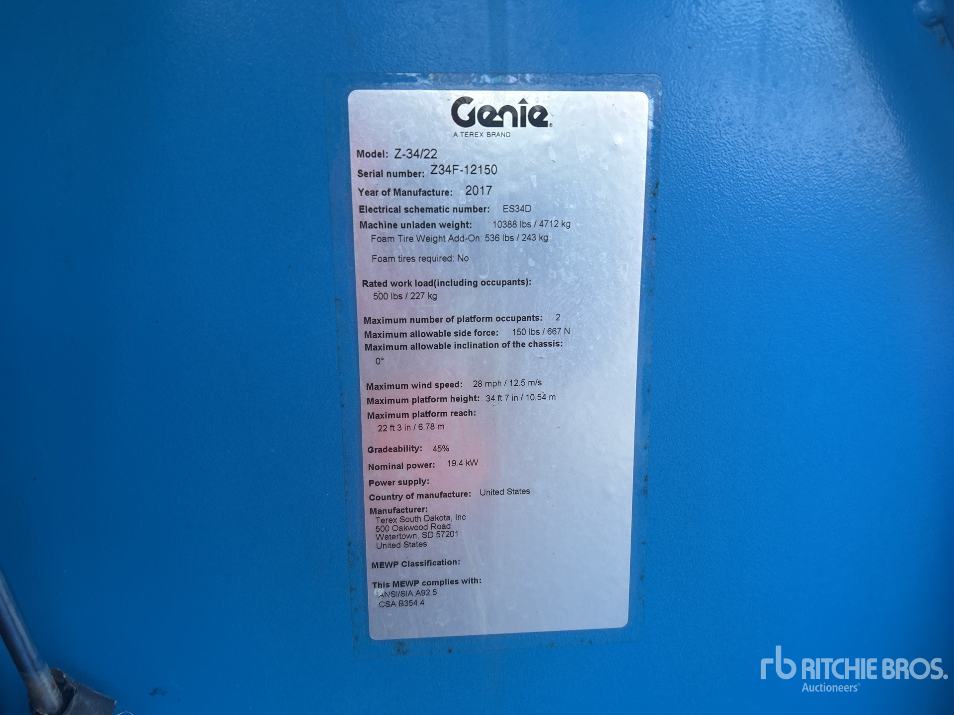General Appearance with Serial Number / VIN