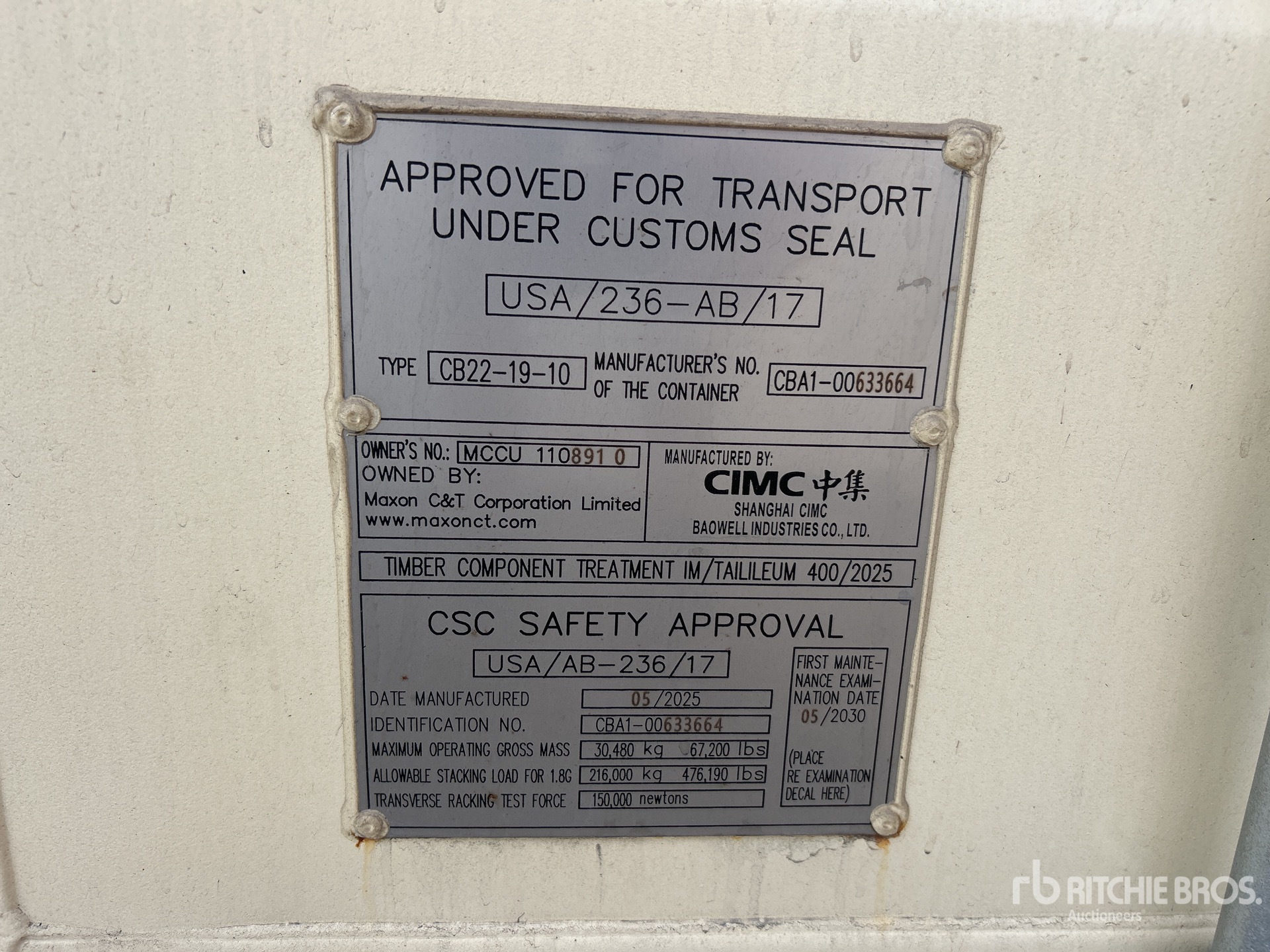 General Appearance with Serial Number / VIN