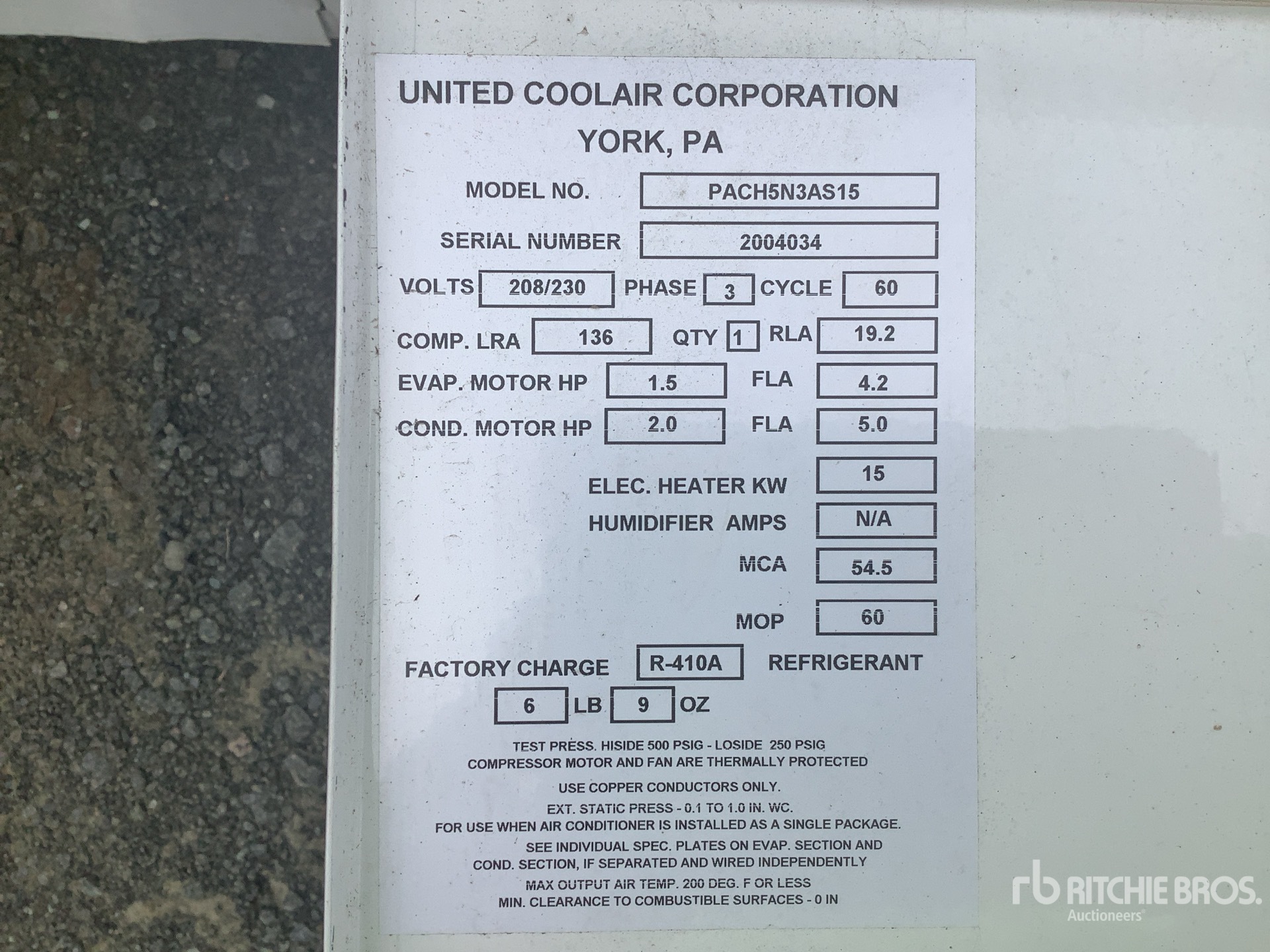 General Appearance with Serial Number / VIN