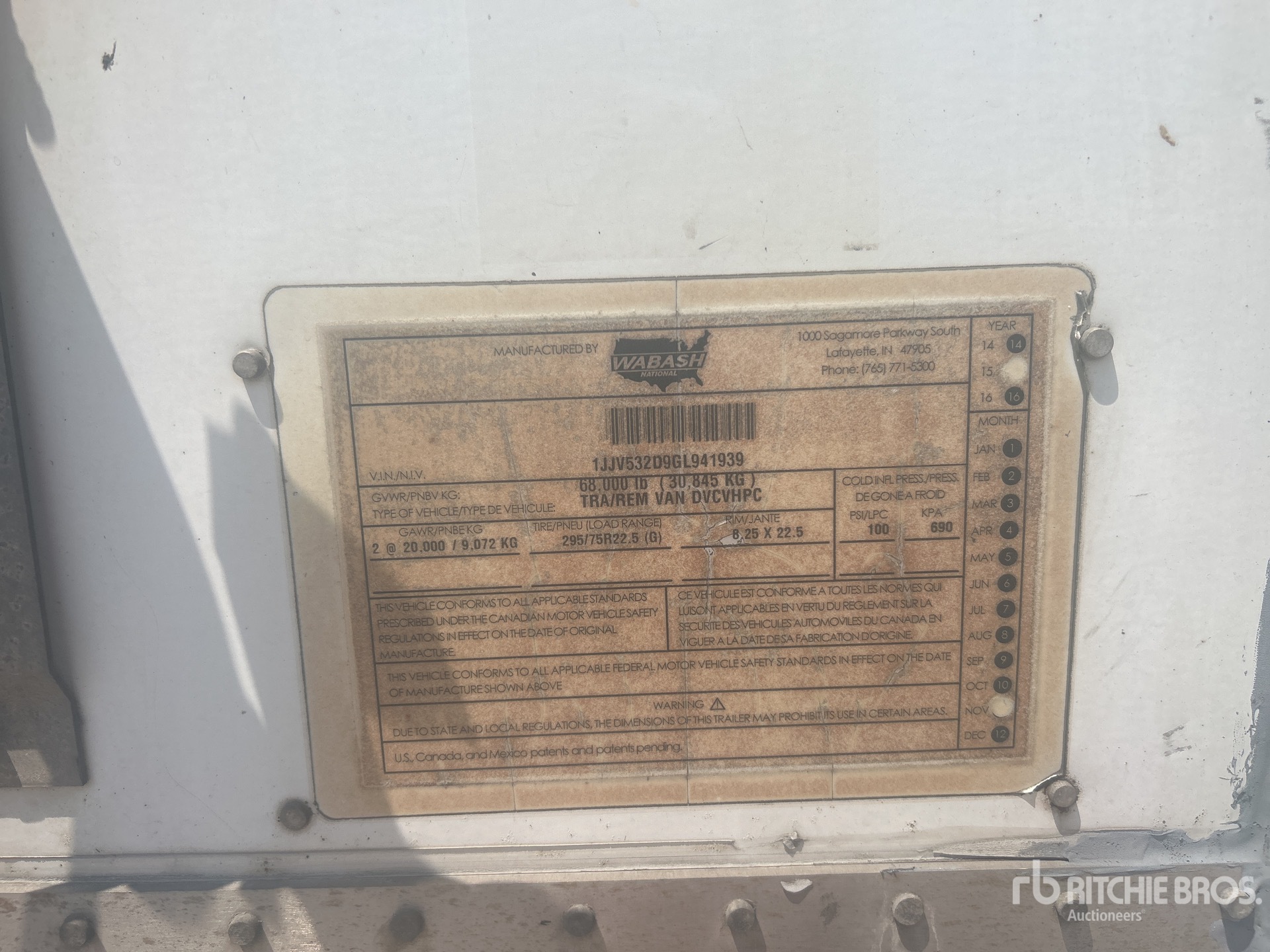 General Appearance with Serial Number / VIN