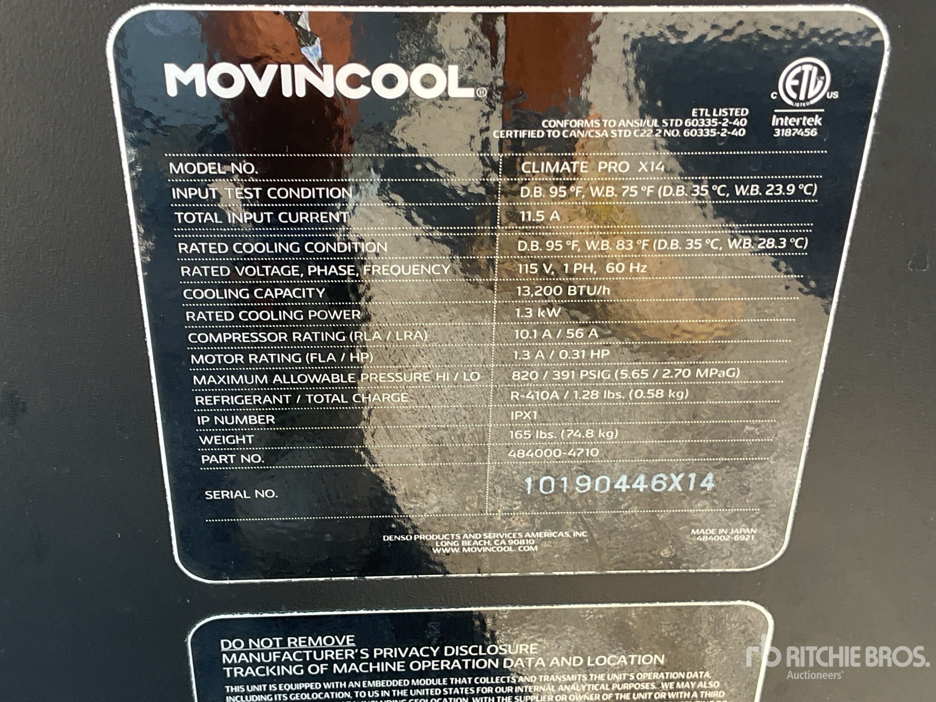 General Appearance with Serial Number / VIN