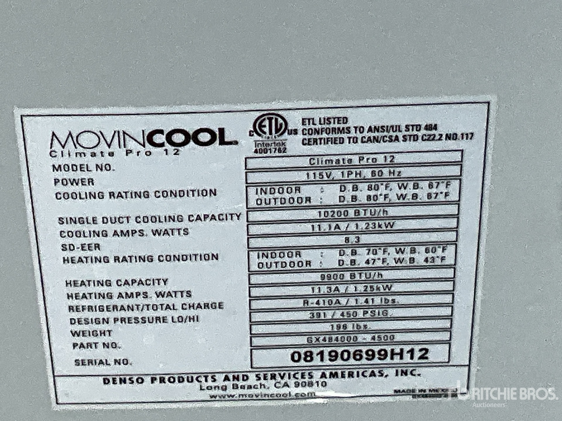 General Appearance with Serial Number / VIN