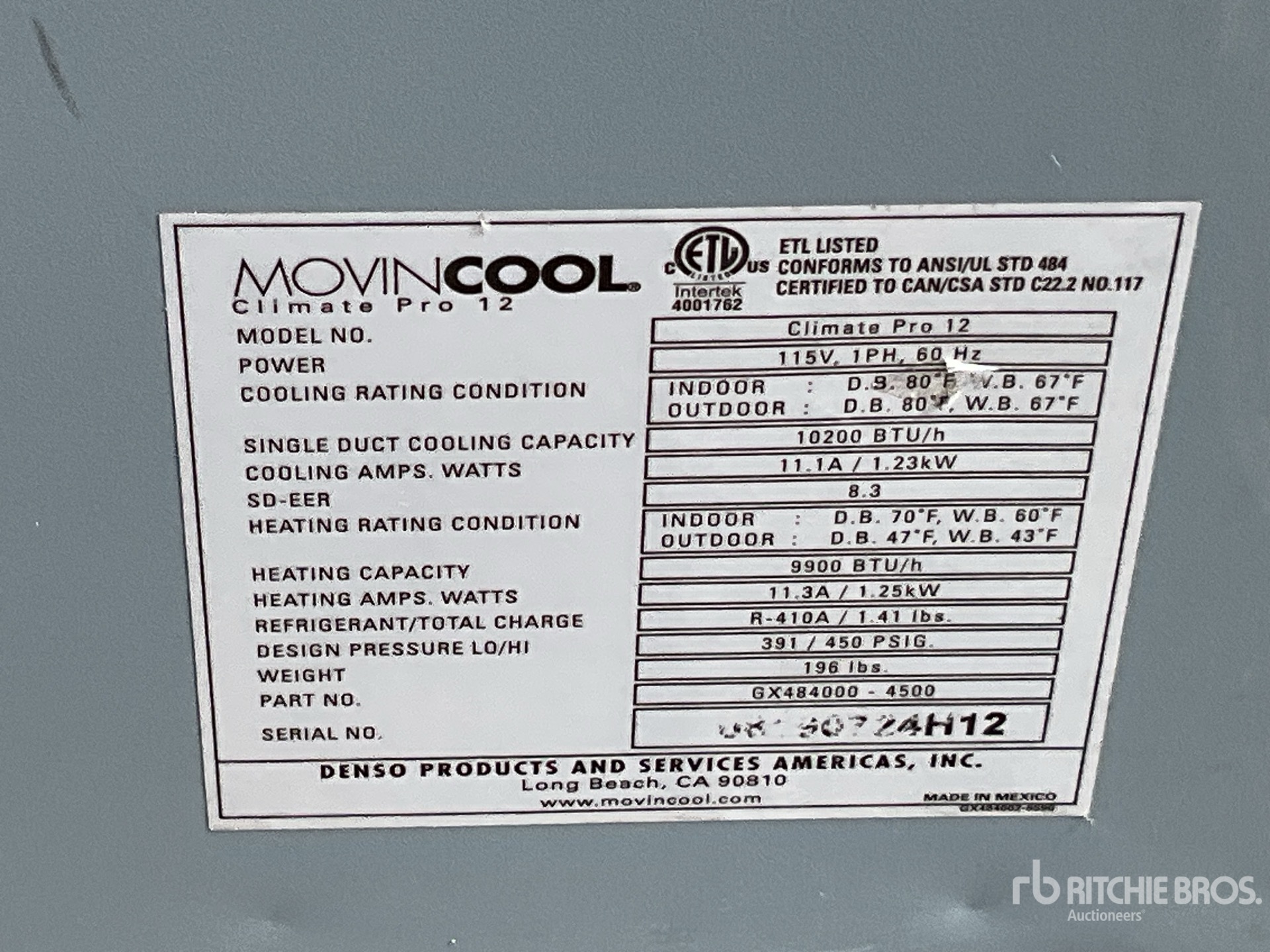 General Appearance with Serial Number / VIN
